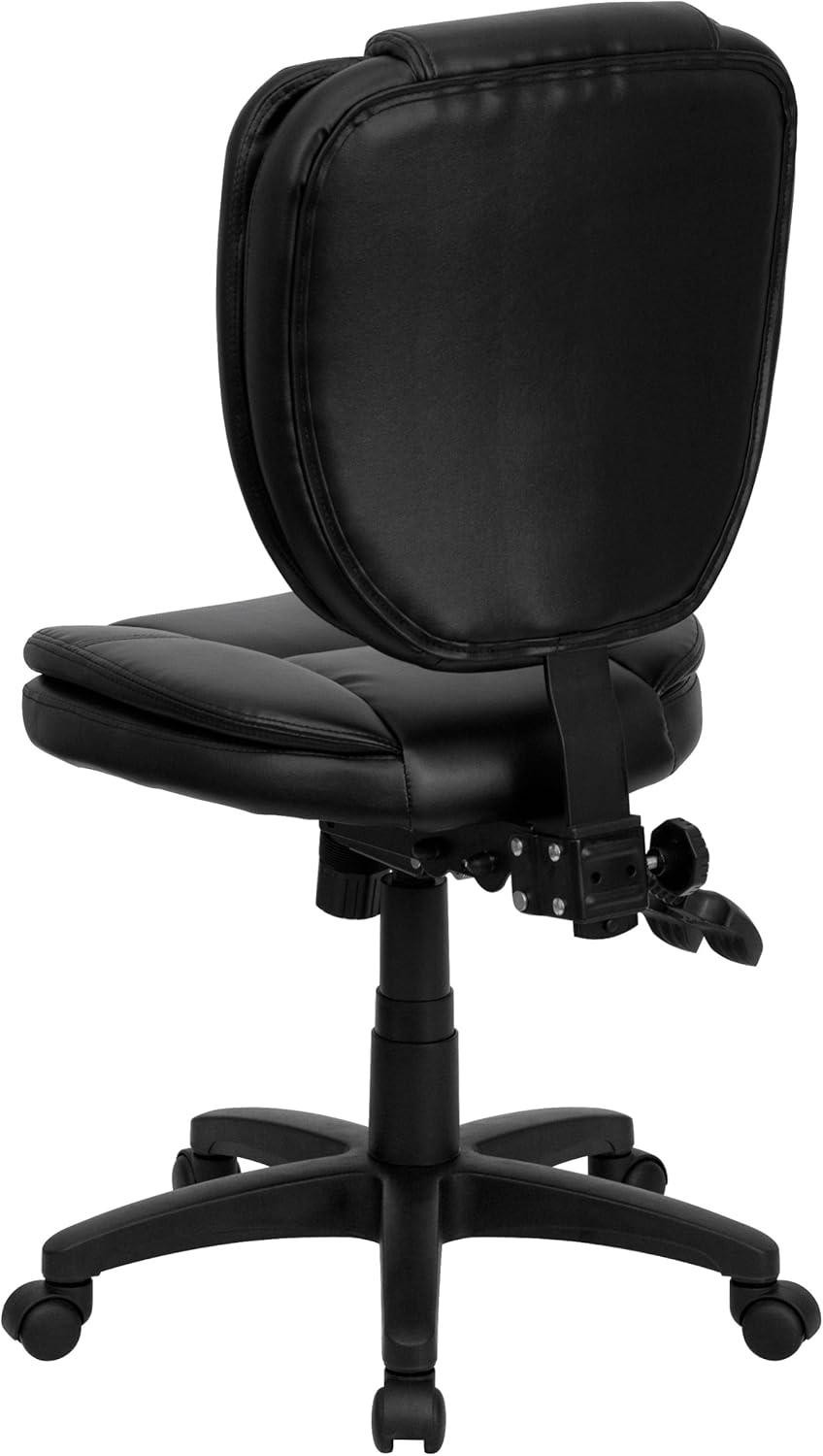 Ergonomic Mid-Back Black LeatherSoft Swivel Task Chair with Synchro Tilt