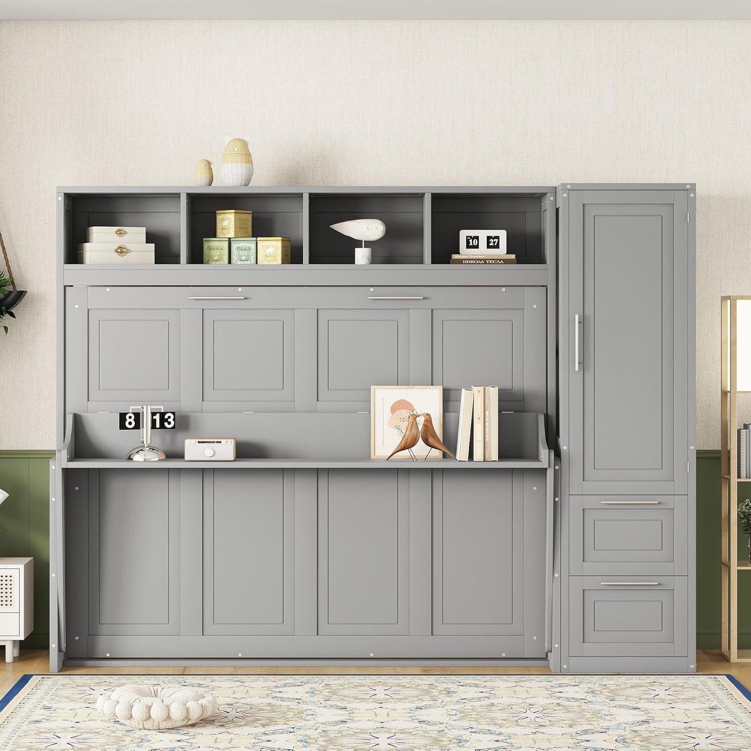 Galibens Murphy Bed Wall Bed With Closet And Drawers