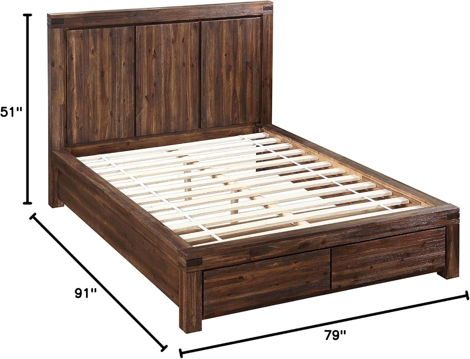 Modus Furniture Solid Wood Footboard-Storage Bed, California King, Meadow - Brick Brown