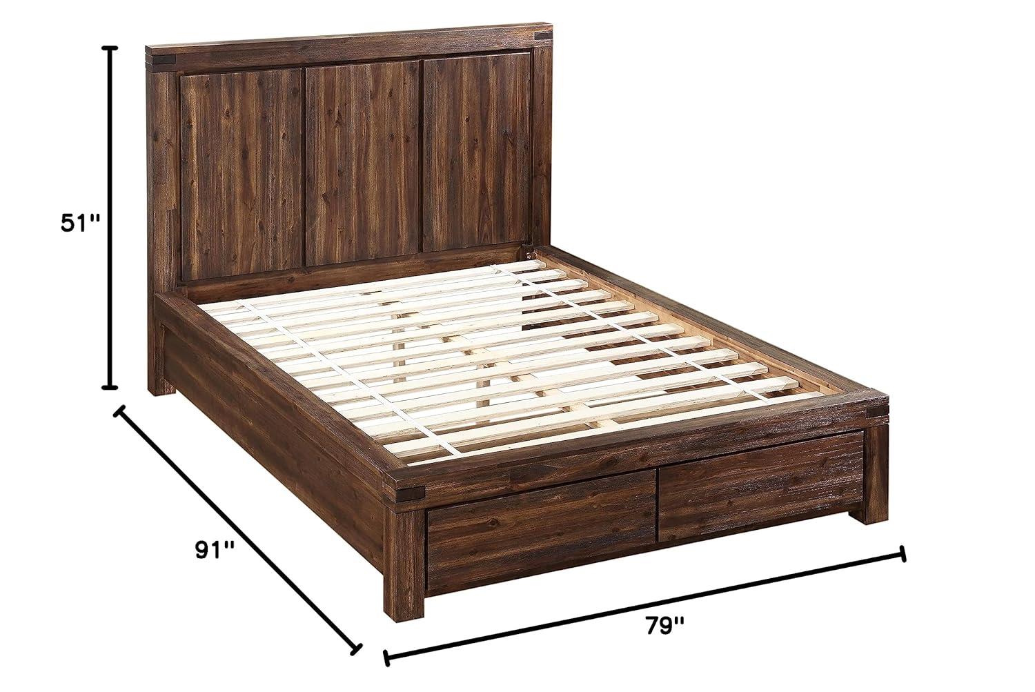 Modus Furniture Solid Wood Footboard-Storage Bed, California King, Meadow - Brick Brown