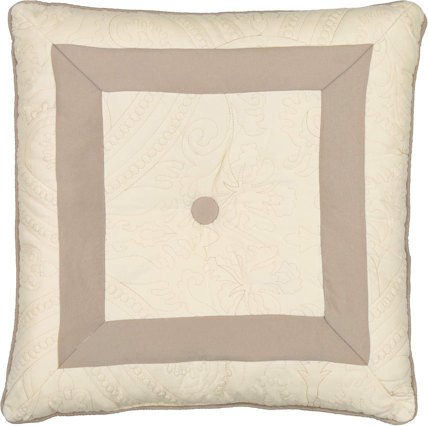 Ivory Tufted Square Throw Pillow with Button Detail