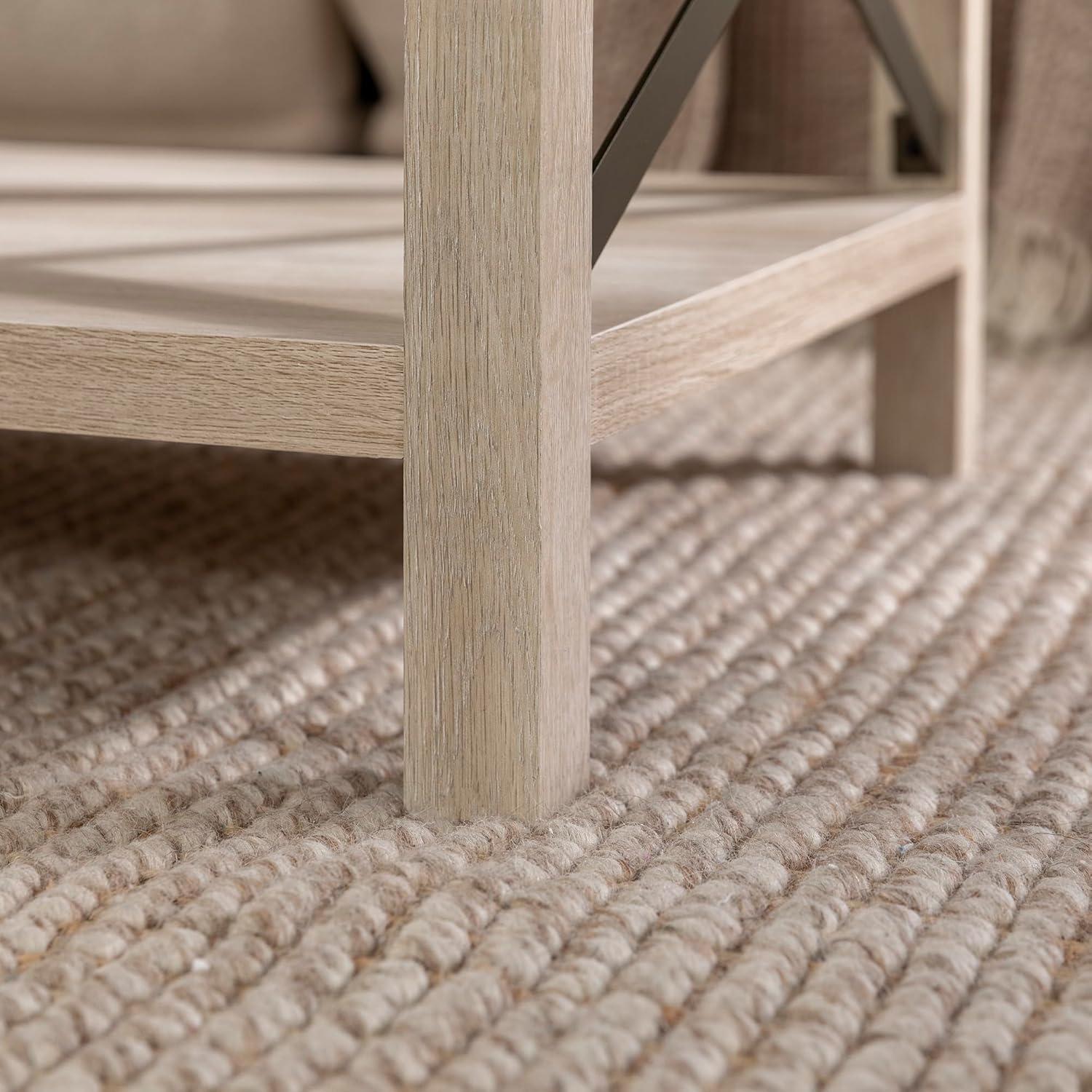 Walker Edison Magnolia Metal X Coffee Table, White Oak