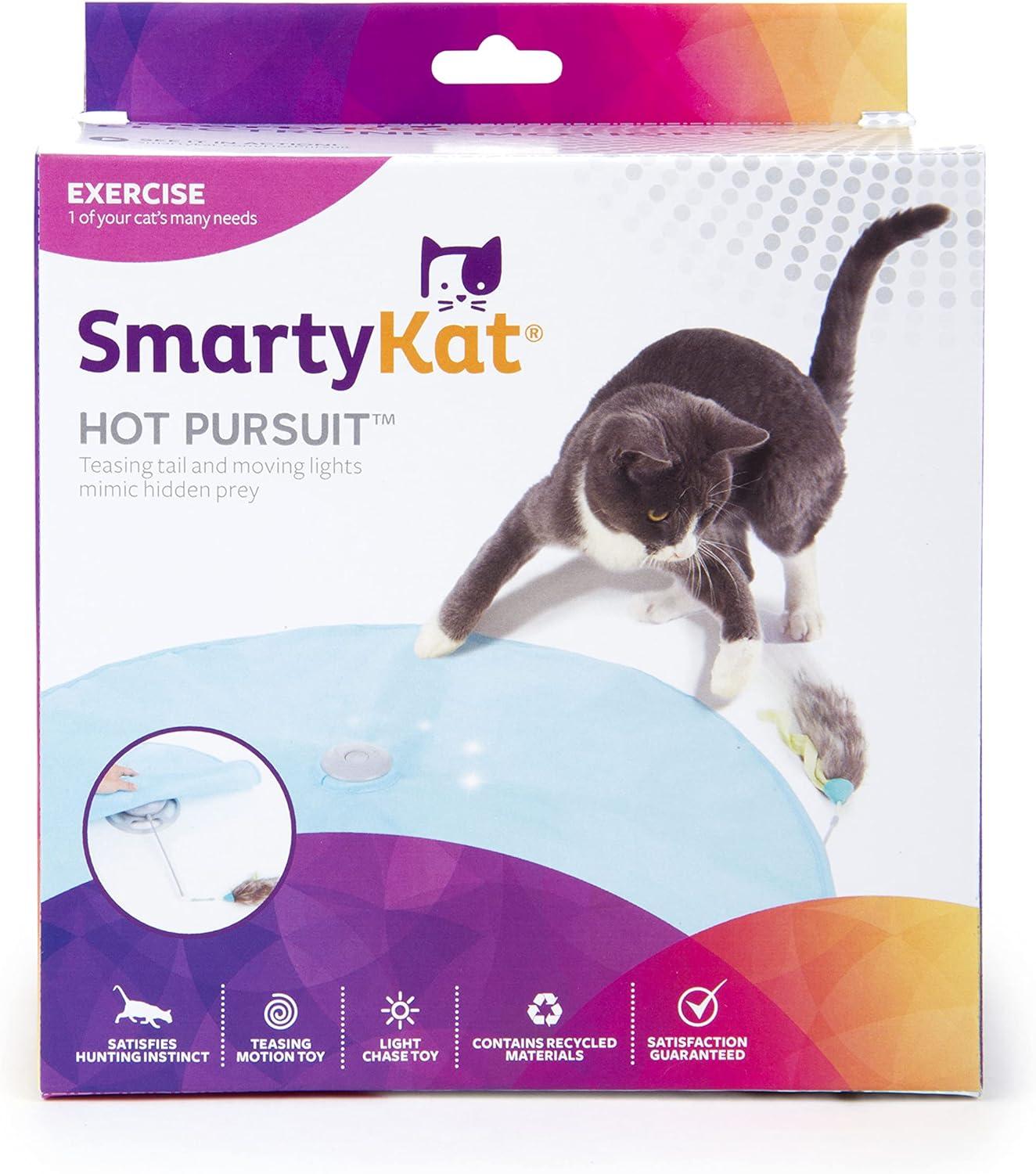 SmartyKat Hot Pursuit Electronic Concealed Motion & Light Cat Toy with Faux Fur Wand