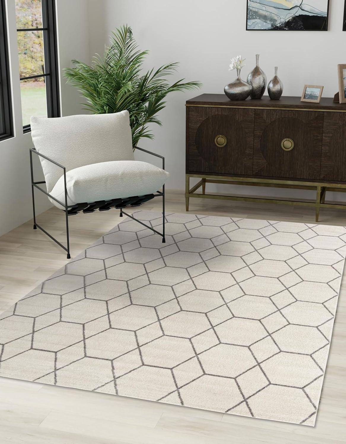 Unique Loom 5' 0 x 8' 0 Trellis Frieze Geometric Ivory Area Rug