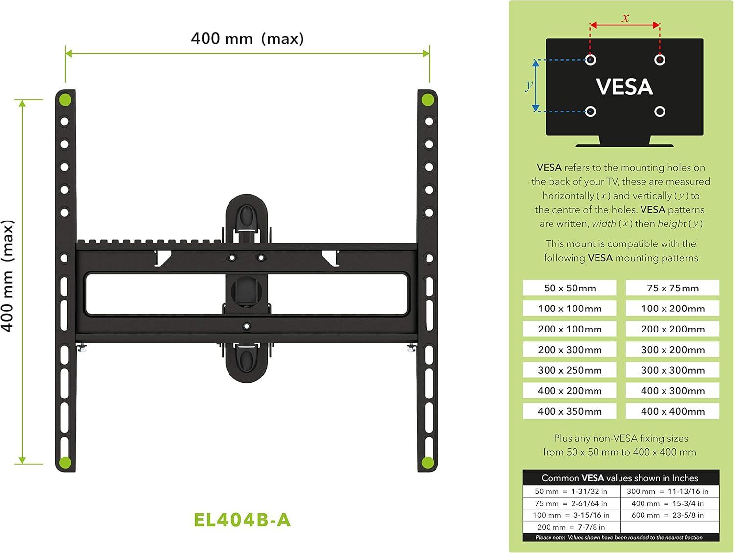 Textured Black Steel Full-Motion Wall Mount for 25"-47" TVs