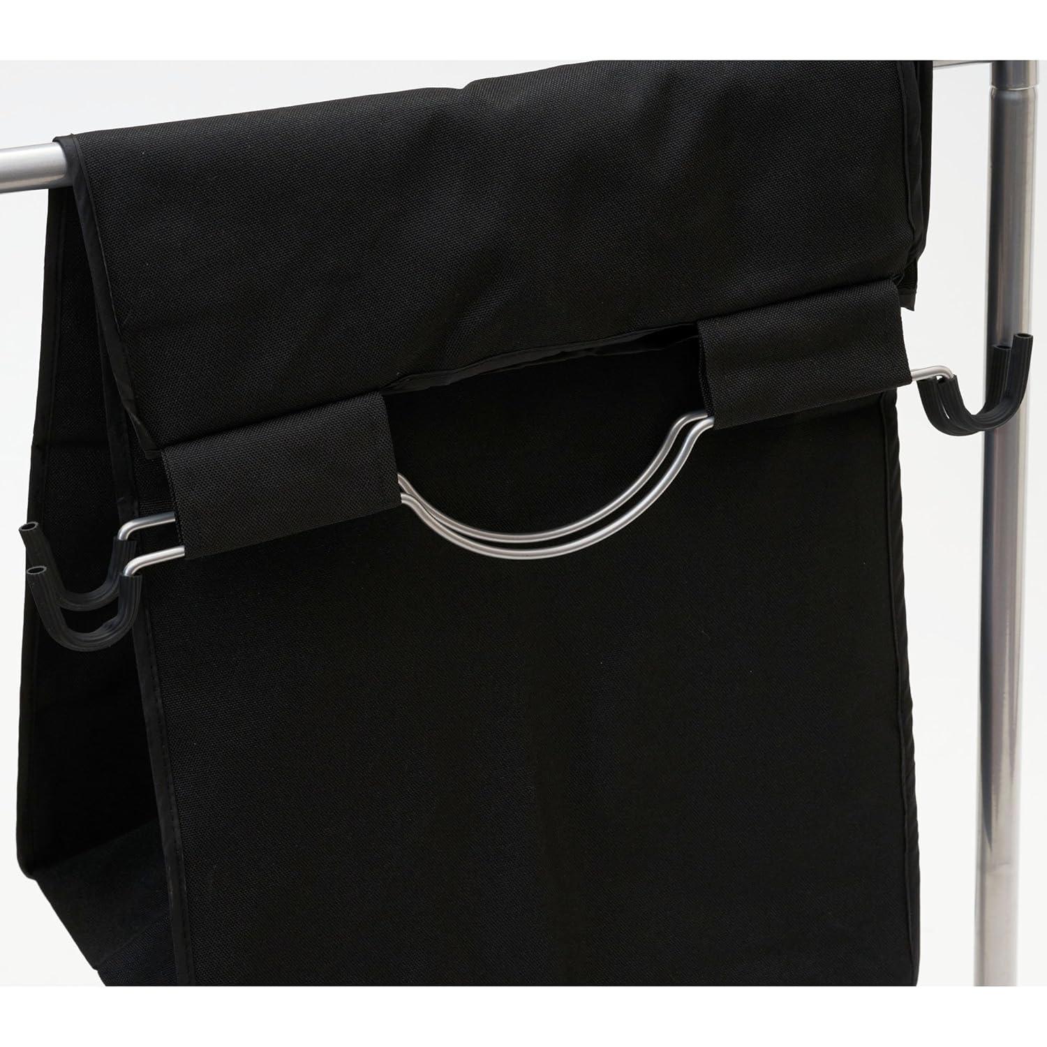 Household Essentials 7044 Triple Laundry Sorter on Wheels - Black and Grey