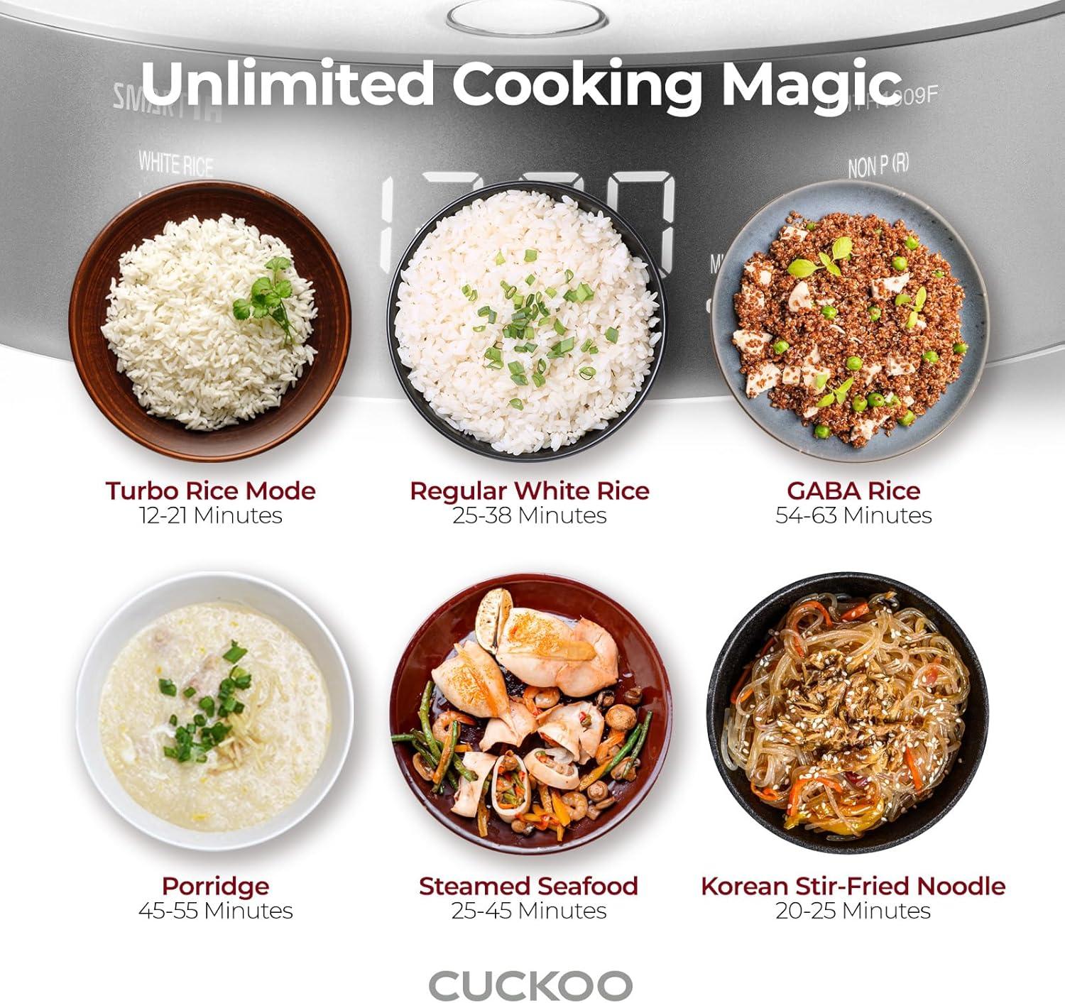 CUCKOO CRP-LHTR1009FW 10-Cup (Uncooked) / 20-Cup (Cooked) Induction Heating Twin Pressure Rice Cooker with Nonstick Inner Pot, 16 Menu Modes, 3 Voice Guide, Auto Clean (White)