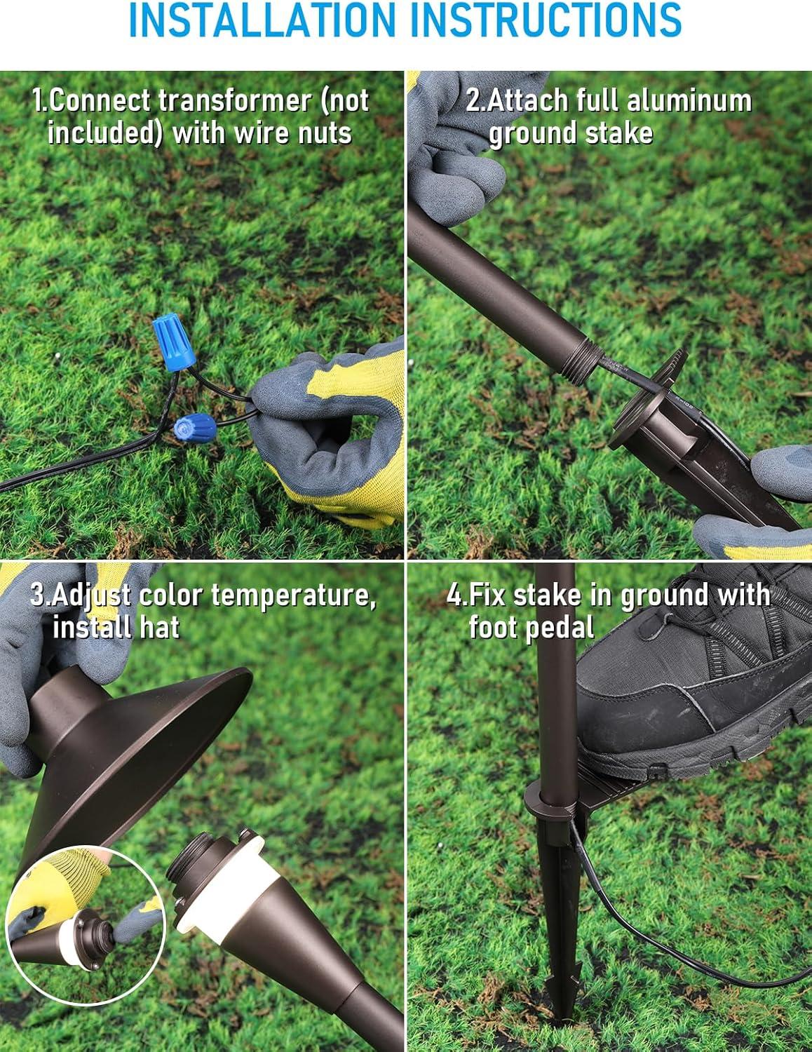 3CCT Low Voltage Landscape Pathway Lights, 5W LED Landscape Path Light, Aluminum, Oil Rubbed Bronze (Set of 12)