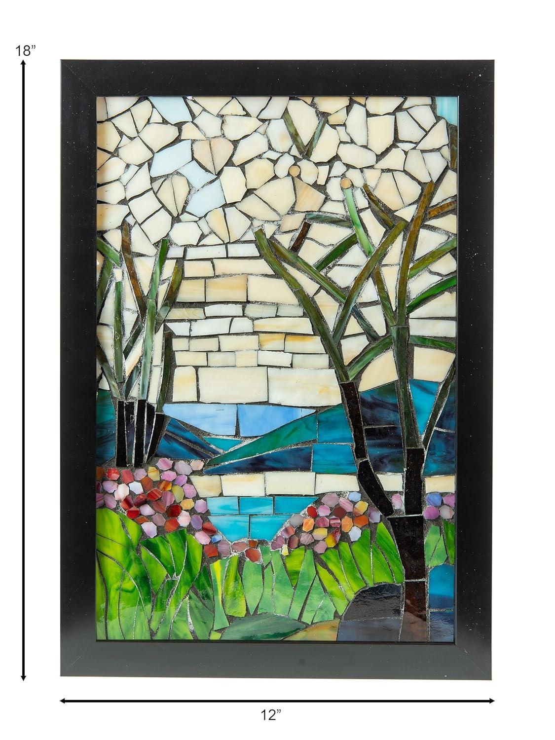 Magnolia Iris Mosaic Art Glass Wall Panel