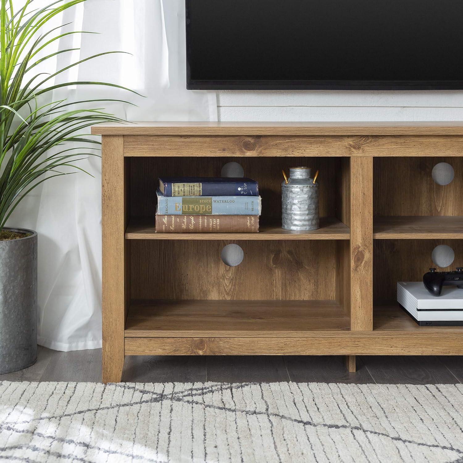 Barnwood 70" Rustic MDF TV Stand with Adjustable Shelves