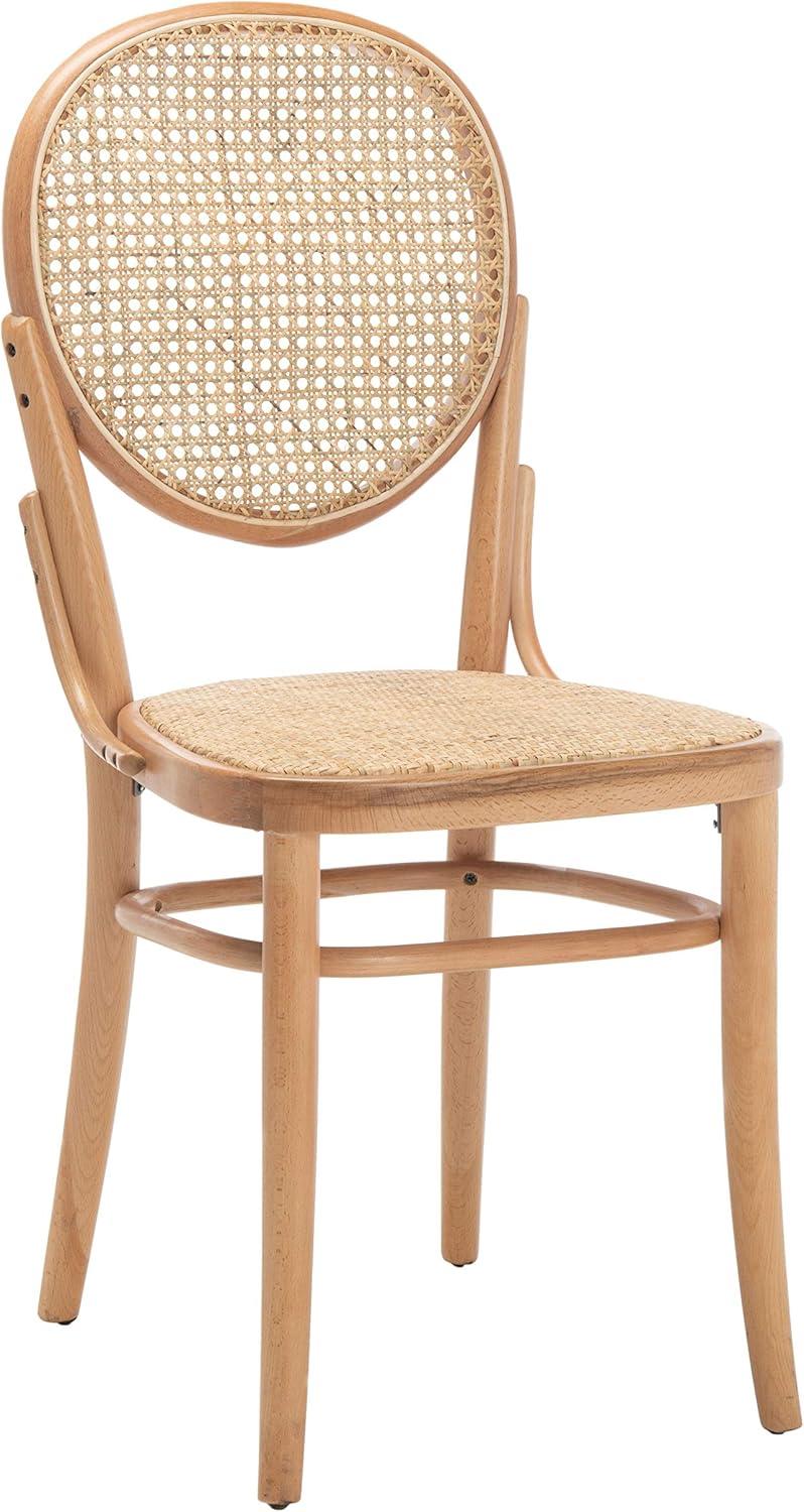 Elegant Transitional Natural Cane and Wood Side Chair