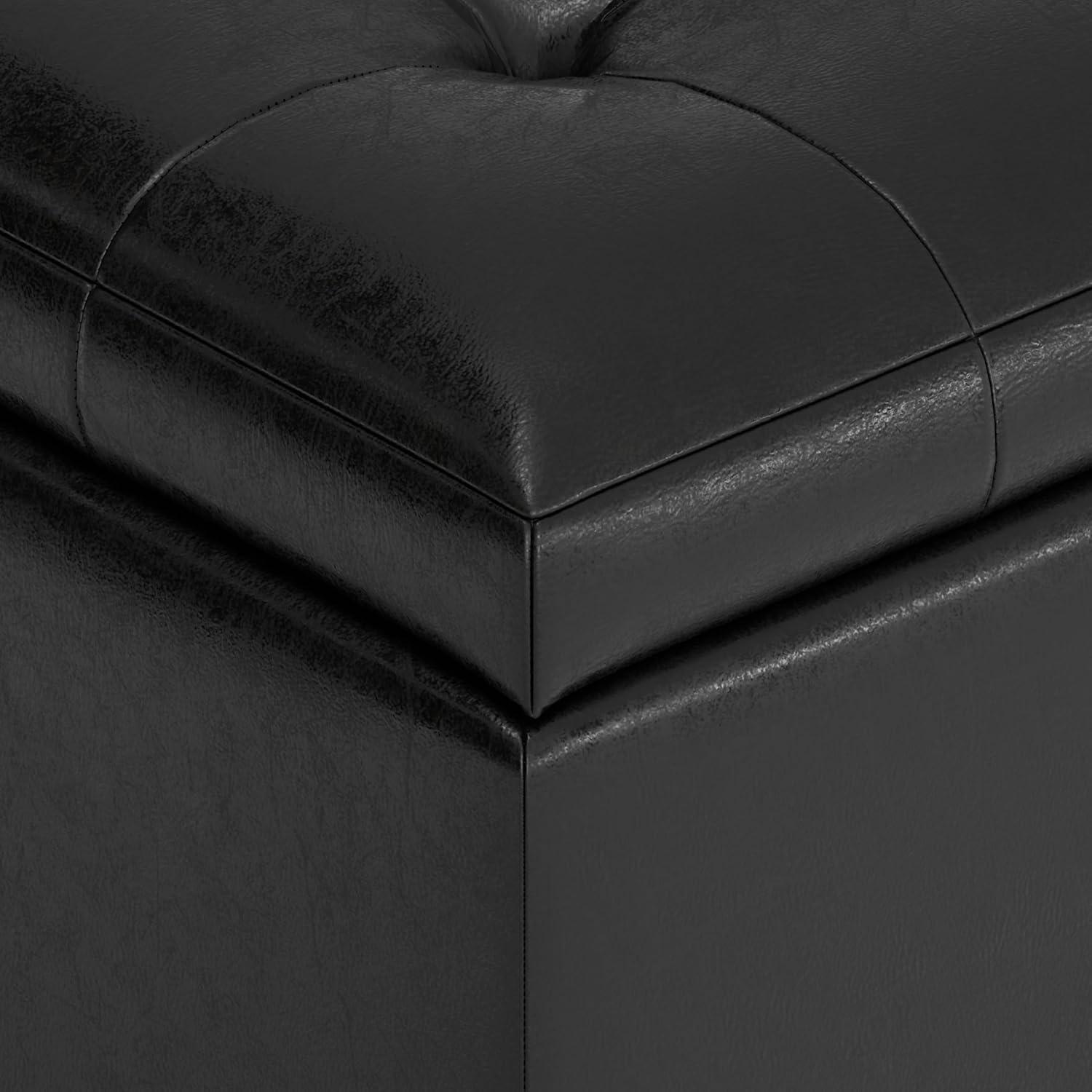 Simpli Home Cosmopolitan Faux Leather Ottoman