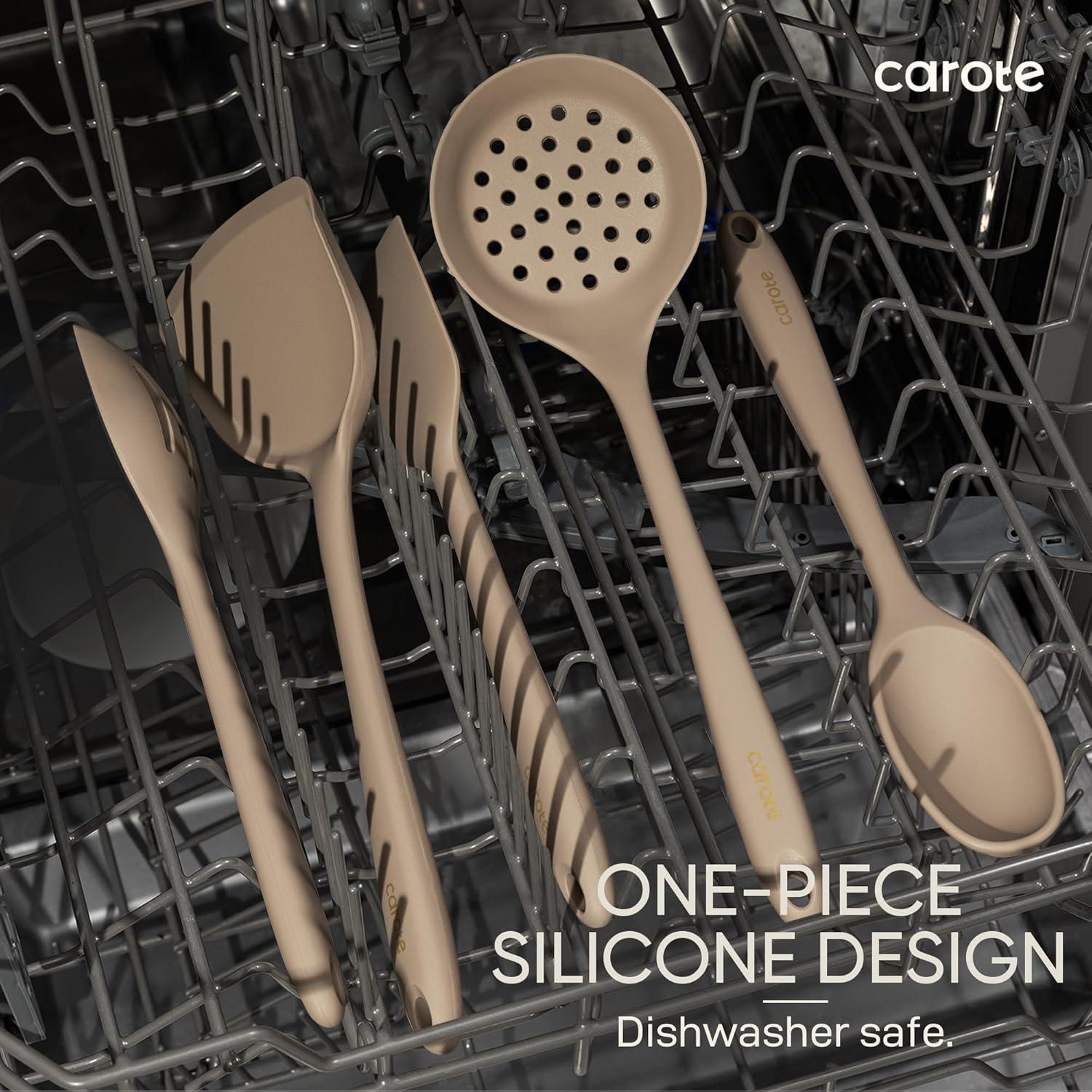 Carote 17-Piece Silicone and Wood Cooking Utensil Set, Heat-Resistant, Safe for Nonstick Cookware