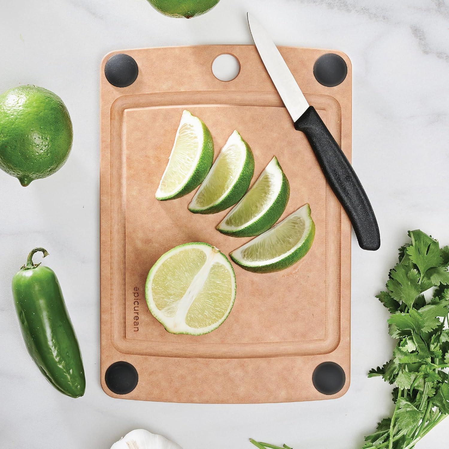 Natural Wood Cutting Board with Non-Slip Feet and Juice Groove