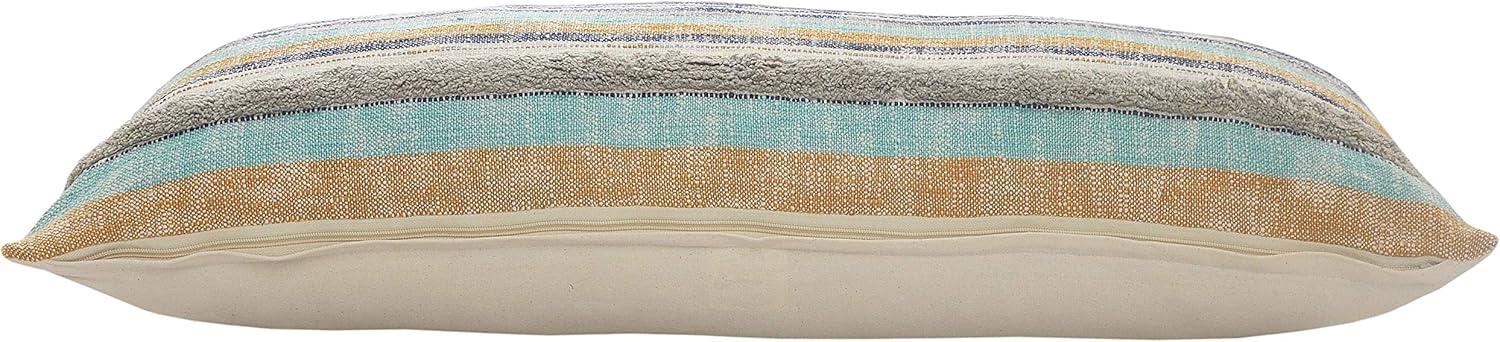 Ox Bay Eli 14" x 36" Multicolor Shag Striped Cotton Adult Decorative Lumbar Throw Pillow