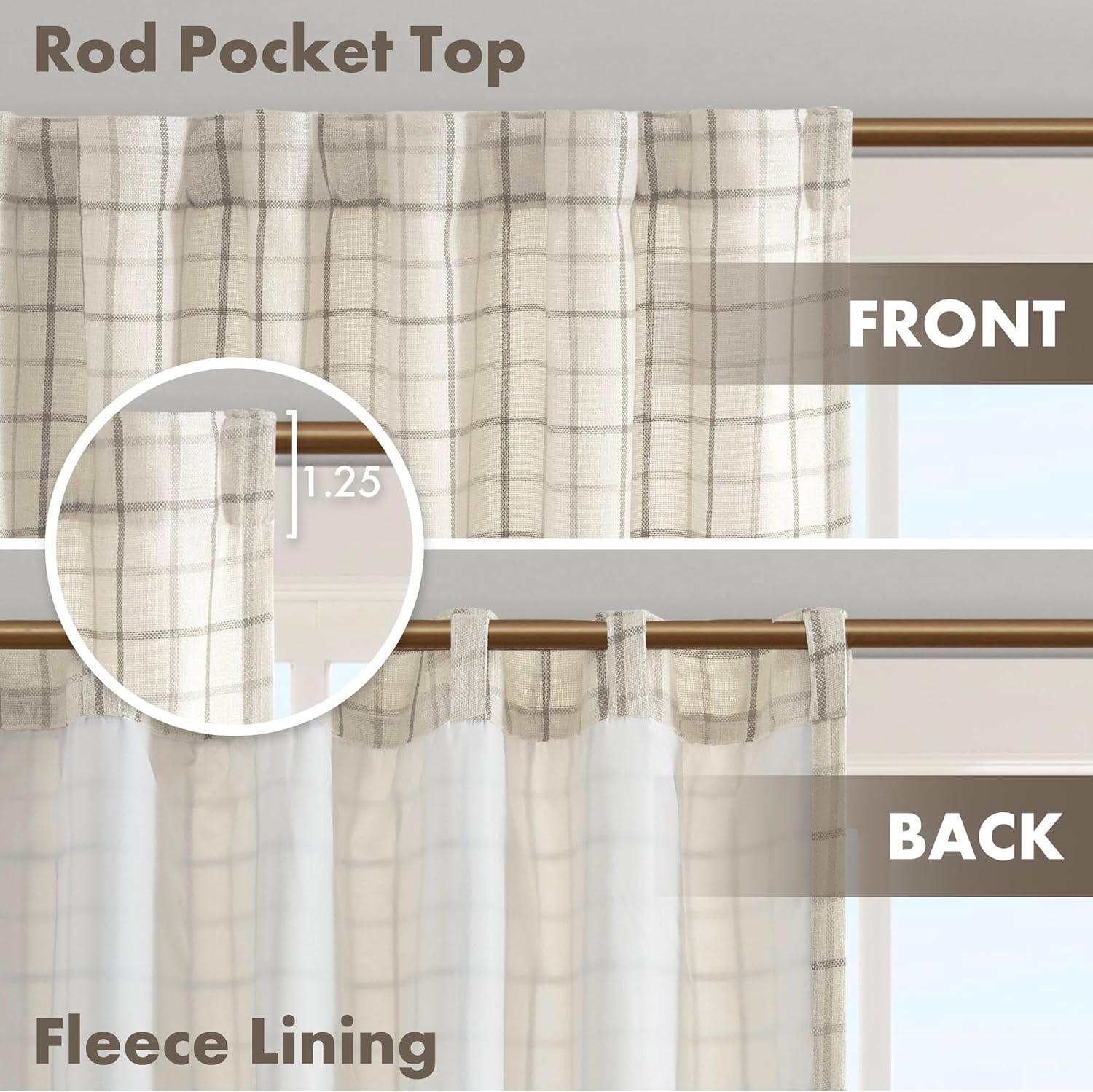 Anaheim Woven Plaid Room Darkening Thermal Fleece Lined Single Curtain Panel