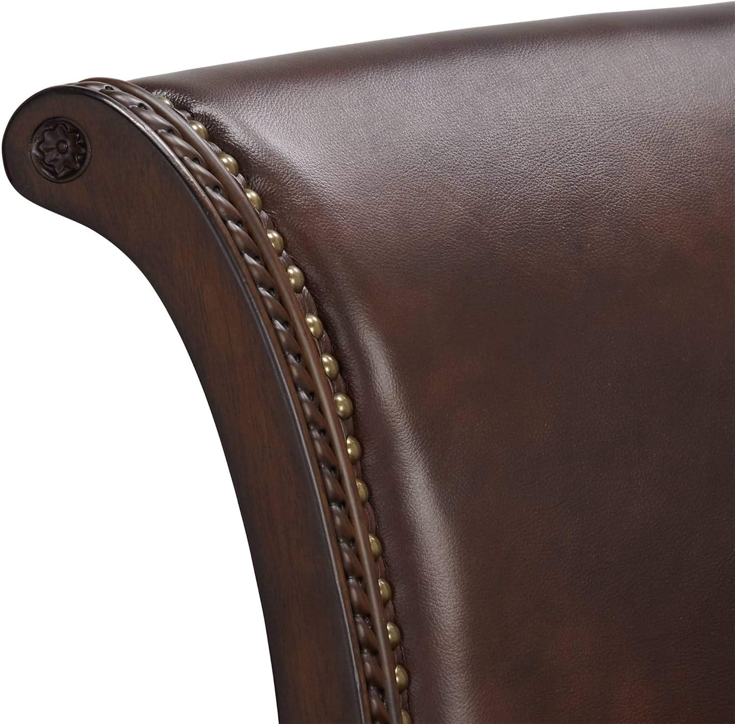 55 Downing Street Addison Walnut Swivel Bar Stool Brown 26" High Traditional Mocha Leather Cushion with Backrest Footrest for Kitchen Counter Height