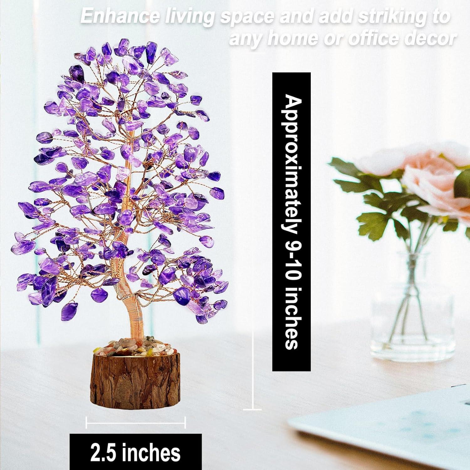 Amethyst Chakra Tree of Life - Crystal Tree for Positive Energy, Feng Shui Decor - Handmade Gemstone Tree, Good Luck Money Bonsai, Purple Healing Crystals, Meditation Stone, Spiritual Mystical Gift