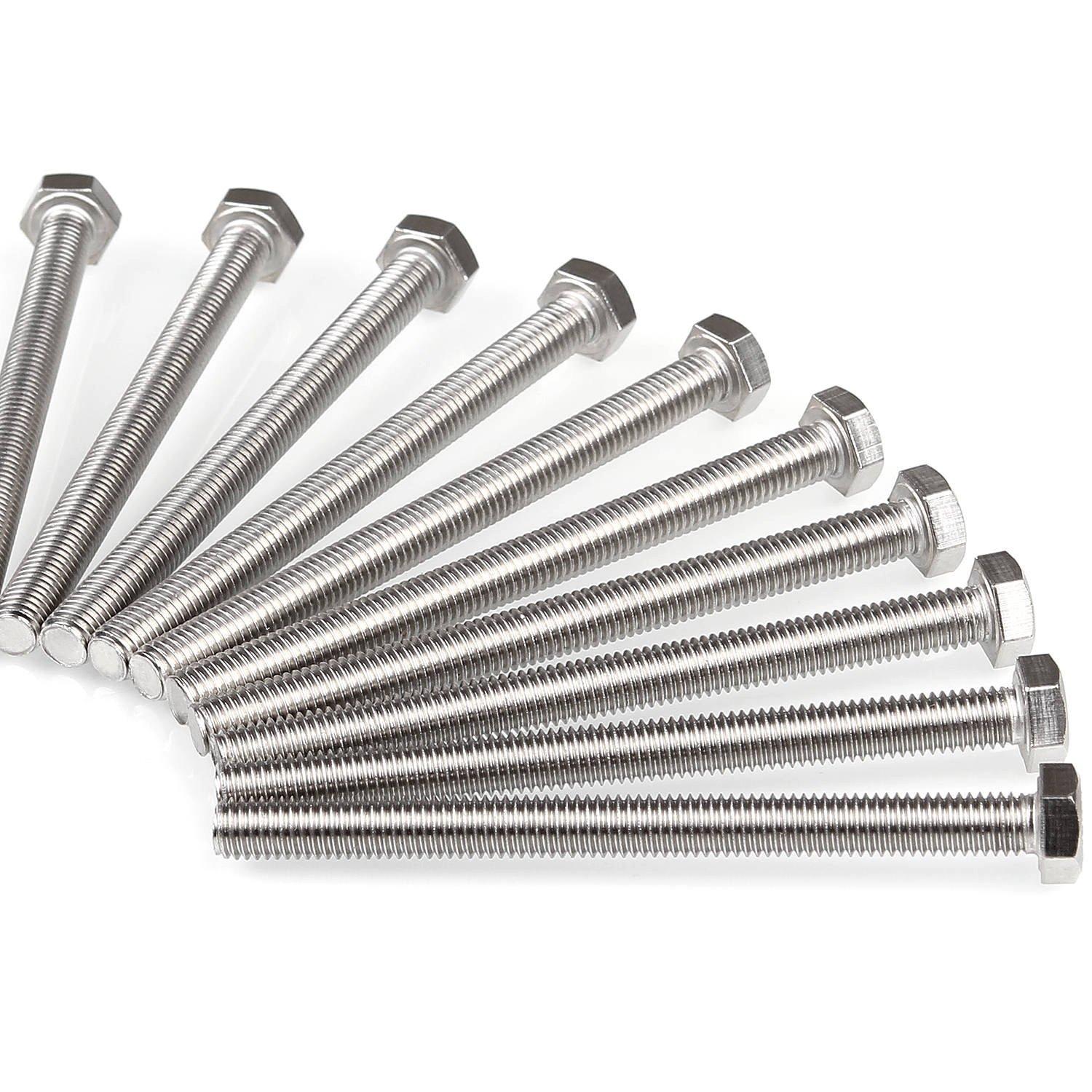 10PCS M8 Stainless Steel Fully Threaded Hex Head Bolts