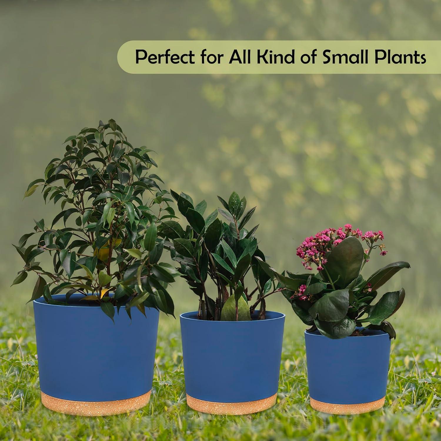 RUBBER BOND Plastic Plant Pots 3 Pack - Modern Indoor/Outdoor Planters for Home Decor - Weather-Resistant Flower Pots - Ideal for Stylish Garden and Patio Decor