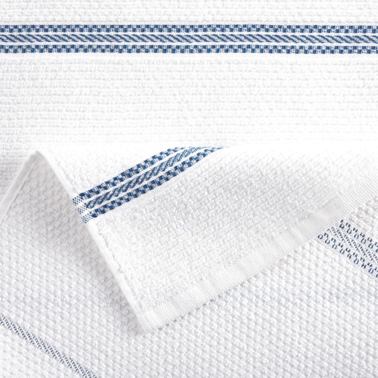 Navy Blue and White Cotton Waffle Kitchen Towel Set, 6-Pack