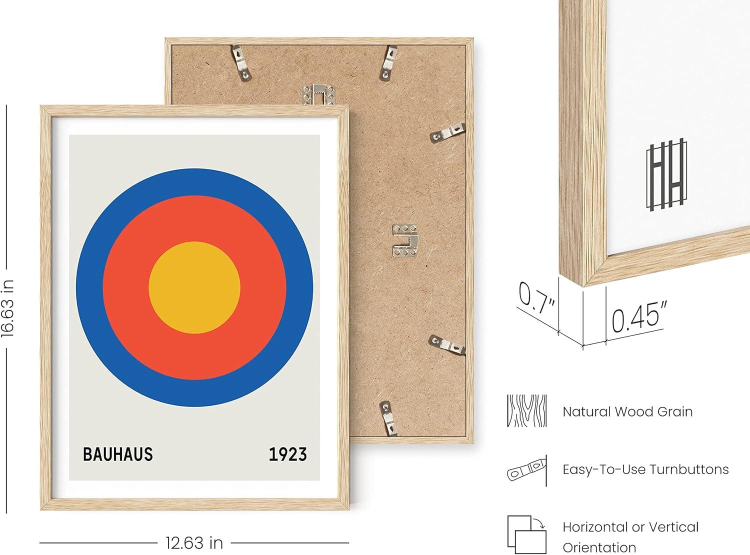 HAUS AND HUES Bauhaus Wall Art - Framed Wall Art for Living Room, Contemporary Wall Art, Bauhaus Poster, Geometric Wall Art, Famous Prints Vintage Wall Art, Colorful Wall Art (Beige Framed, 12x16)