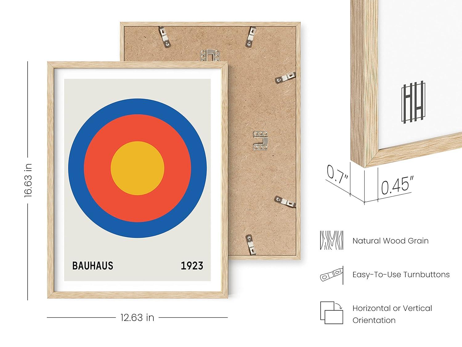 HAUS AND HUES Bauhaus Wall Art - Framed Wall Art for Living Room, Contemporary Wall Art, Bauhaus Poster, Geometric Wall Art, Famous Prints Vintage Wall Art, Colorful Wall Art (Beige Framed, 12x16)