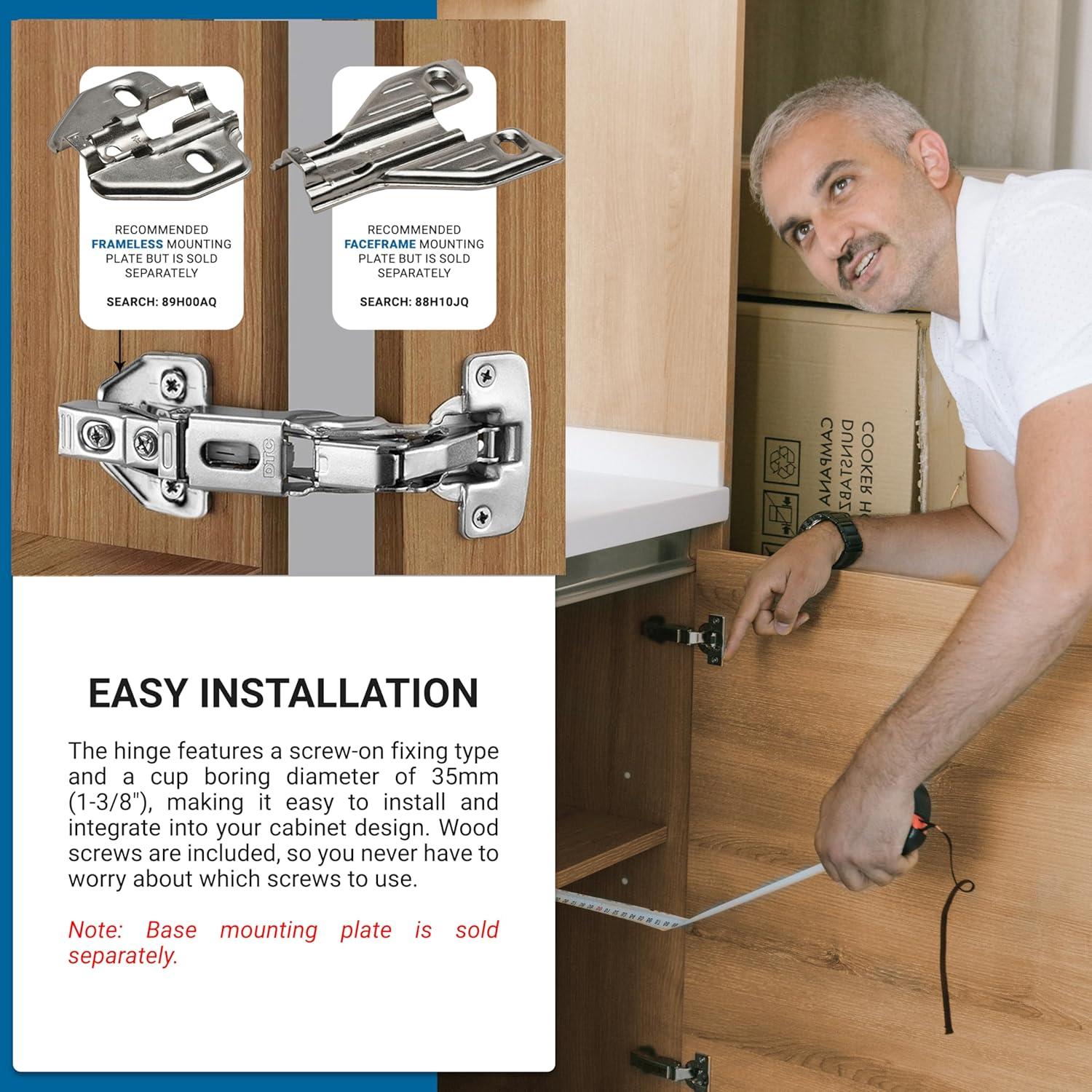 DTC Bi-Fold Corner, Lazy Susan Self Closing 135-Degree Kitchen Cabinet Door Hinge, Nickel Plated