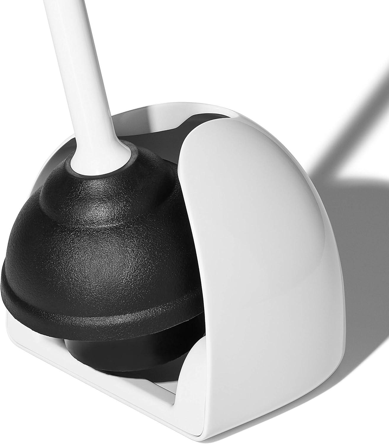 White Manual Toilet Plunger with Cover Set