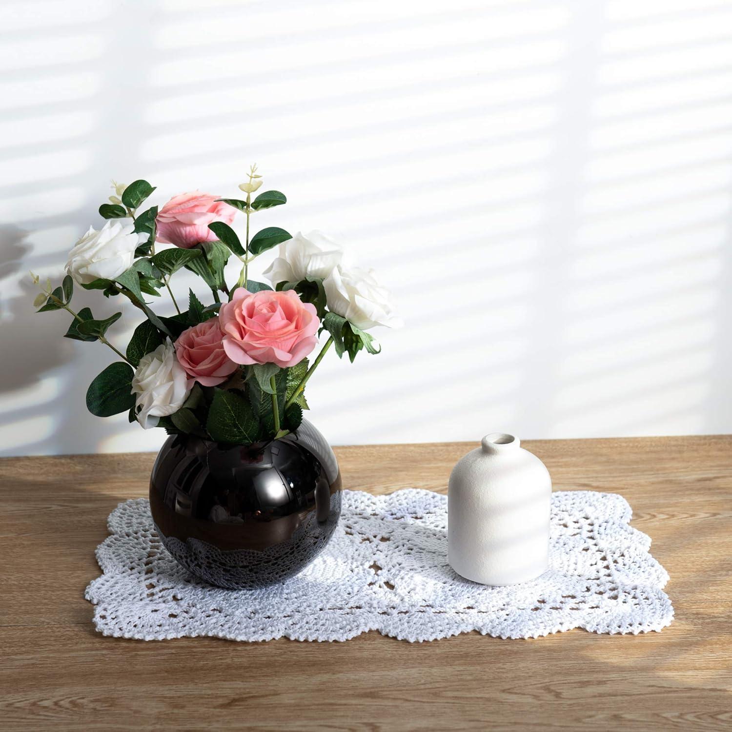 Handmade White Cotton Crochet Lace Placemats 10.6x16.9 Inch