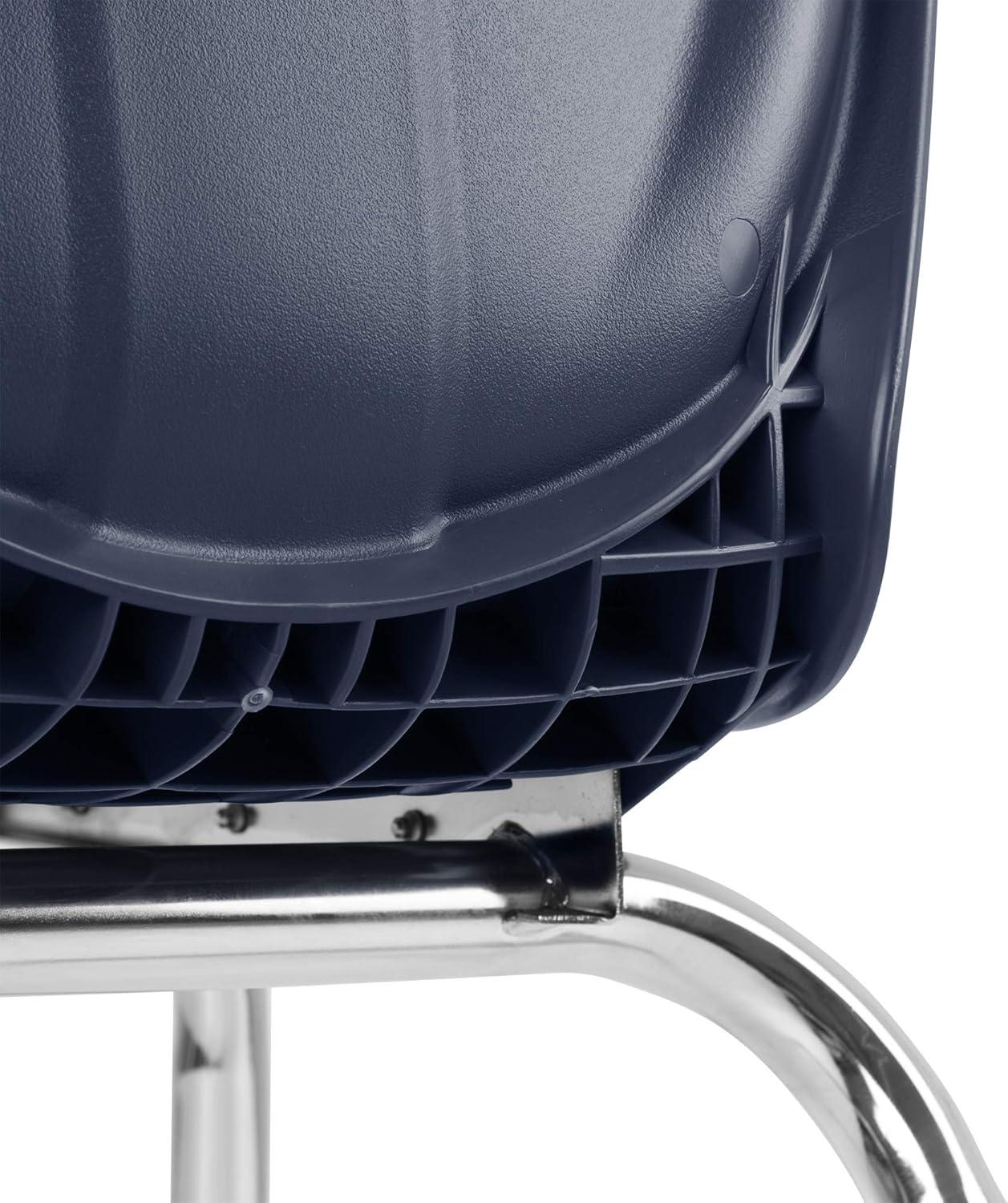 Navy Metal Stacking School Chairs with Contoured Seats, Set of 4