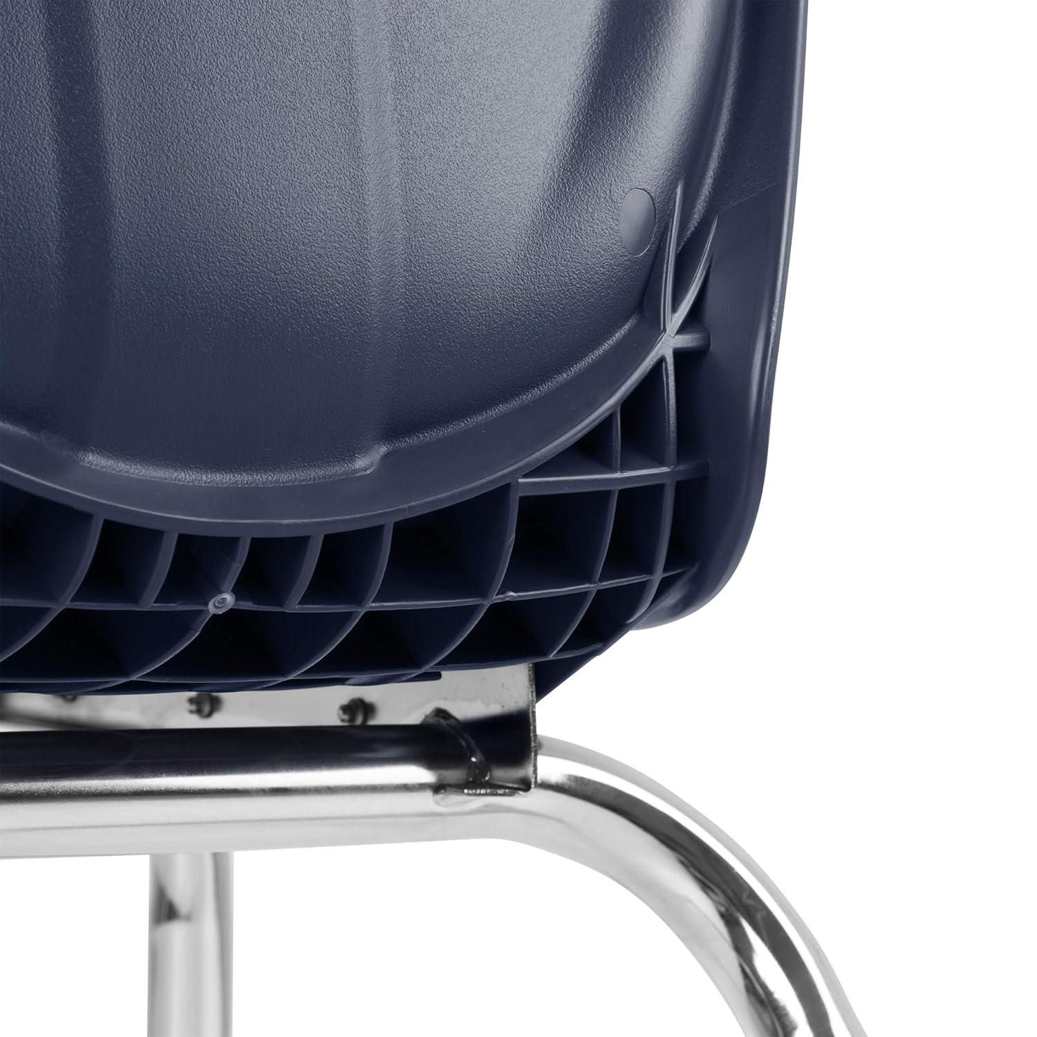 Navy Metal Stacking School Chairs with Contoured Seats, Set of 4