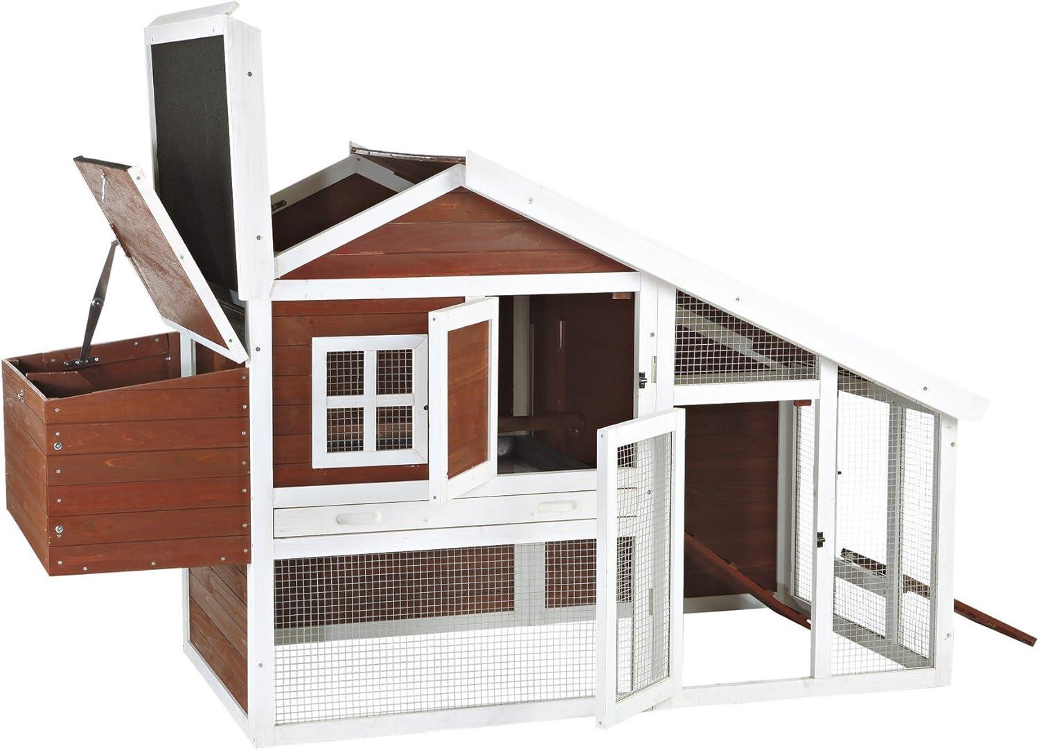TRIXIE Weatherproof Wooded Backyard Chicken Coop, 2 Nesting Box Auburn Fits 2 Std Chicken