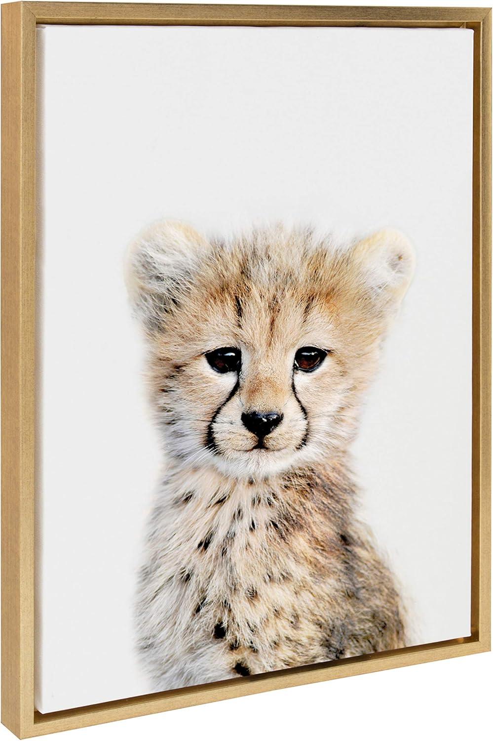 18" x 24" Sylvie Cheetah Framed Canvas By Amy Peterson Gold - Kate & Laurel All Things Decor