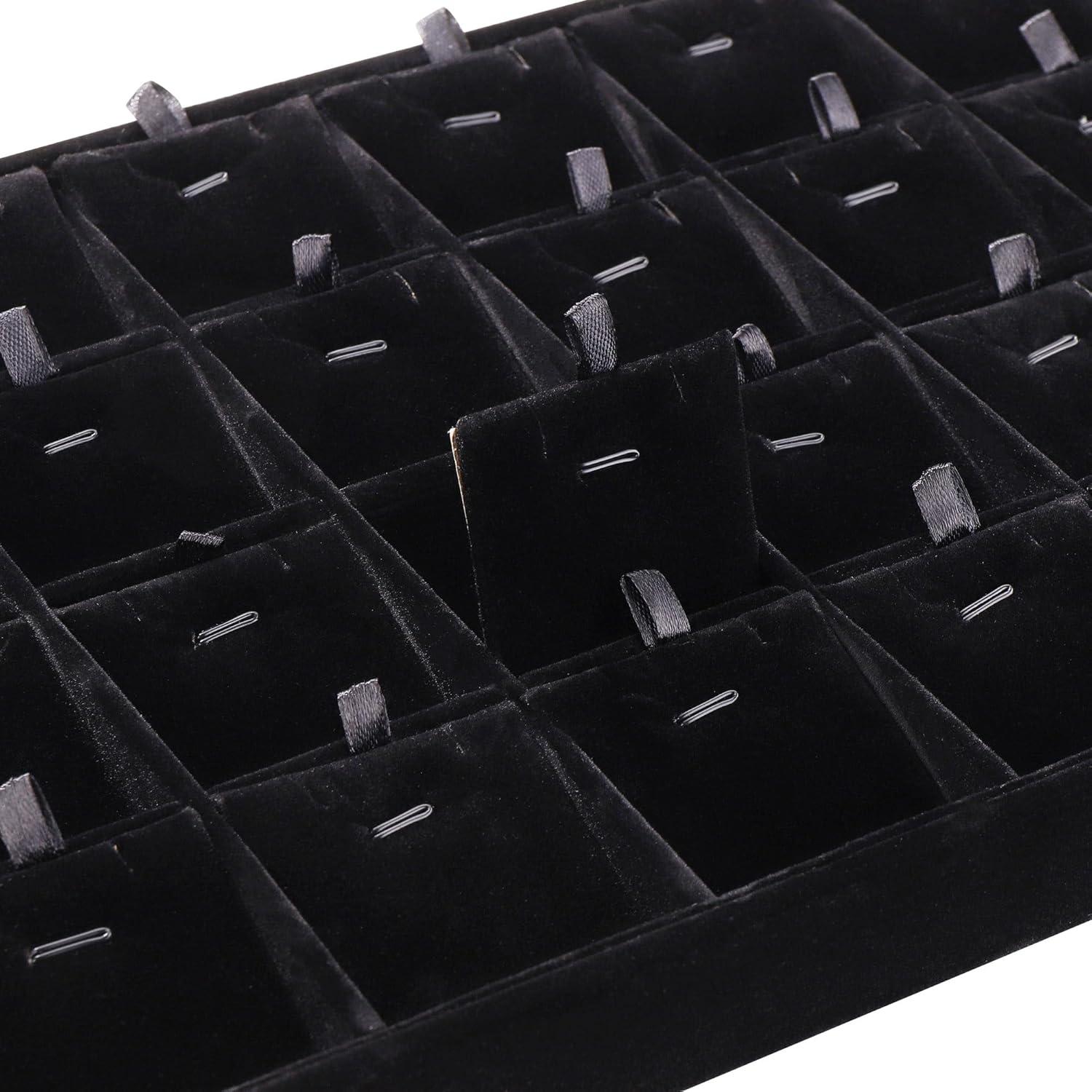 Elegant Beige Linen 24-Compartment Jewelry Tray Organizer