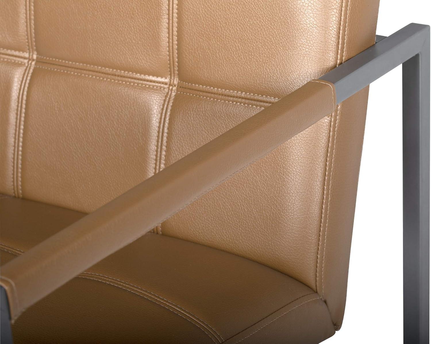 Camber Accent Chair Caramel: Studio Designs Home, Faux Leather, Metal Frame, Mid-Century Design, 250lb Capacity