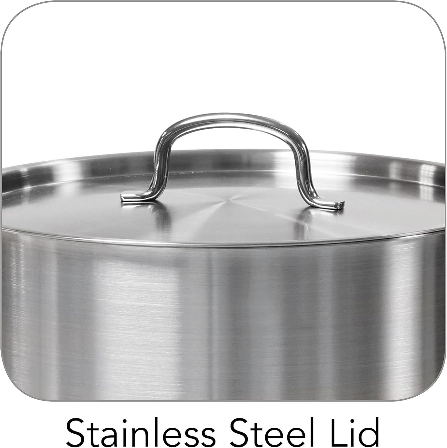 Tramontina Gourmet Induction 24 qt. Covered Stock Pot: Stainless Steel, Tri Ply, Dishwasher & Oven Safe, 13.19" Diameter