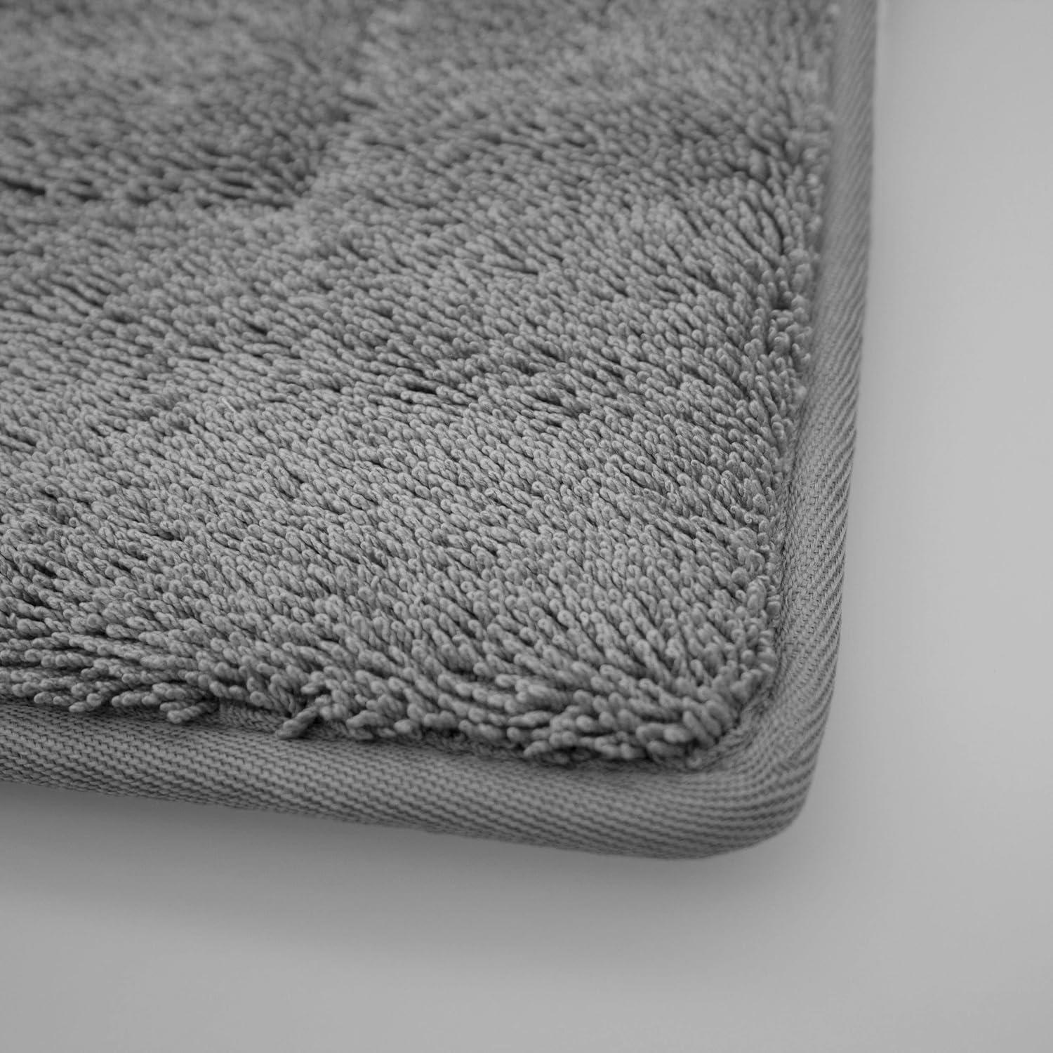 Terry Bath Mats, Set of 2 Memory Foam Bath Rugs, Non-Slip, 100% Polyester, Premium Bathroom Decor, Machine Washable, Measures 17 in. x 24 in. / 20 in. x 32 in., Light Gray