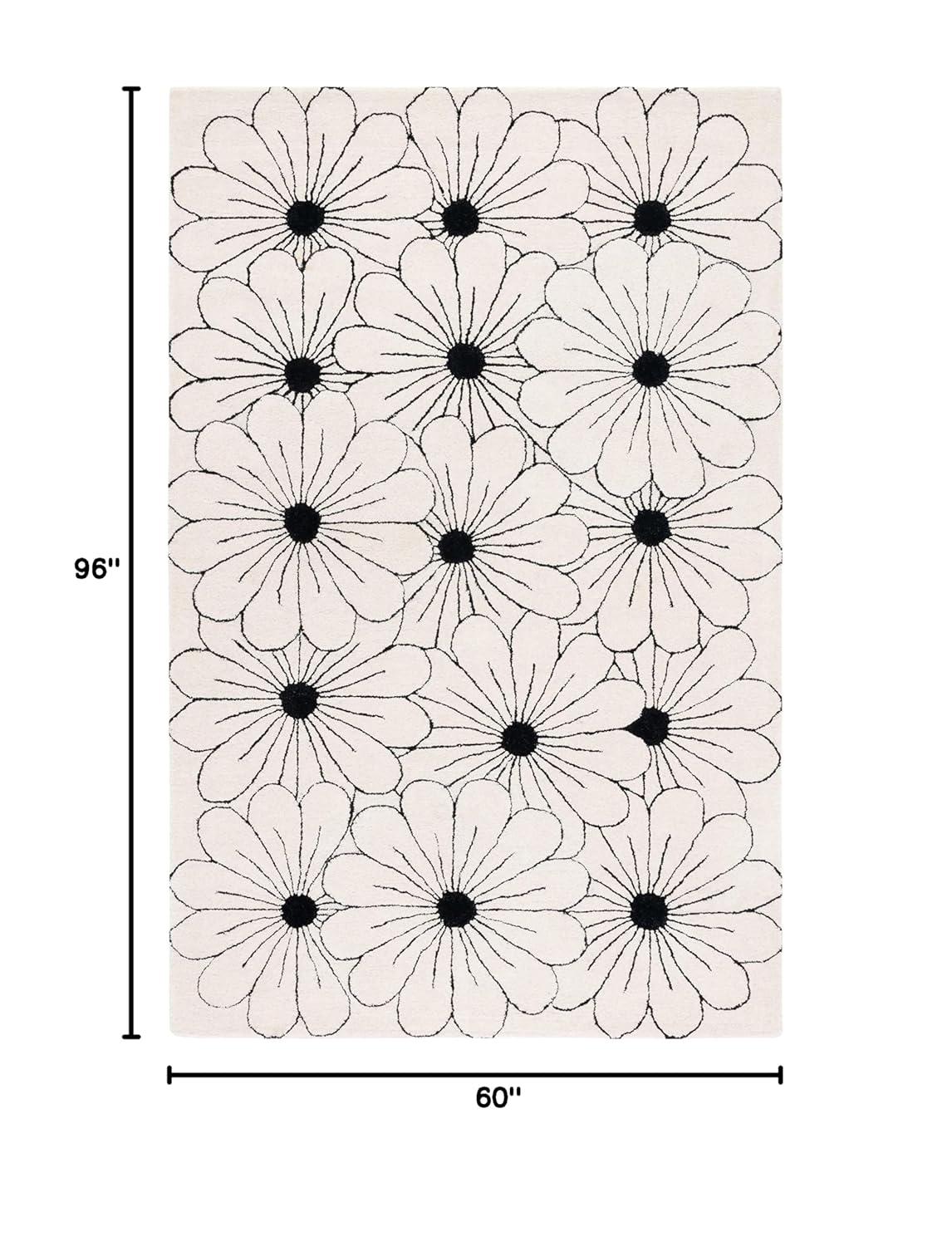 SAFAVIEH Soho Megan Floral Wool Area Rug, Ivory/Black, 5' x 8'