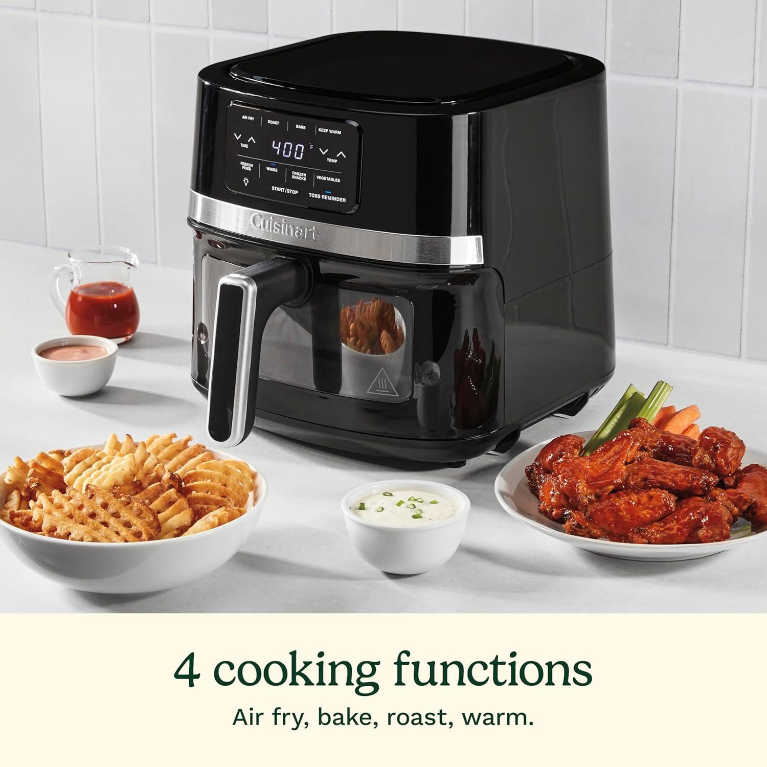 Cuisinart 4.5qt Basket Air Fryer Black/Stainless Steel Finish AIR-160: 1600W, Cool Touch Handle, Digital Display, Dishwasher-Safe