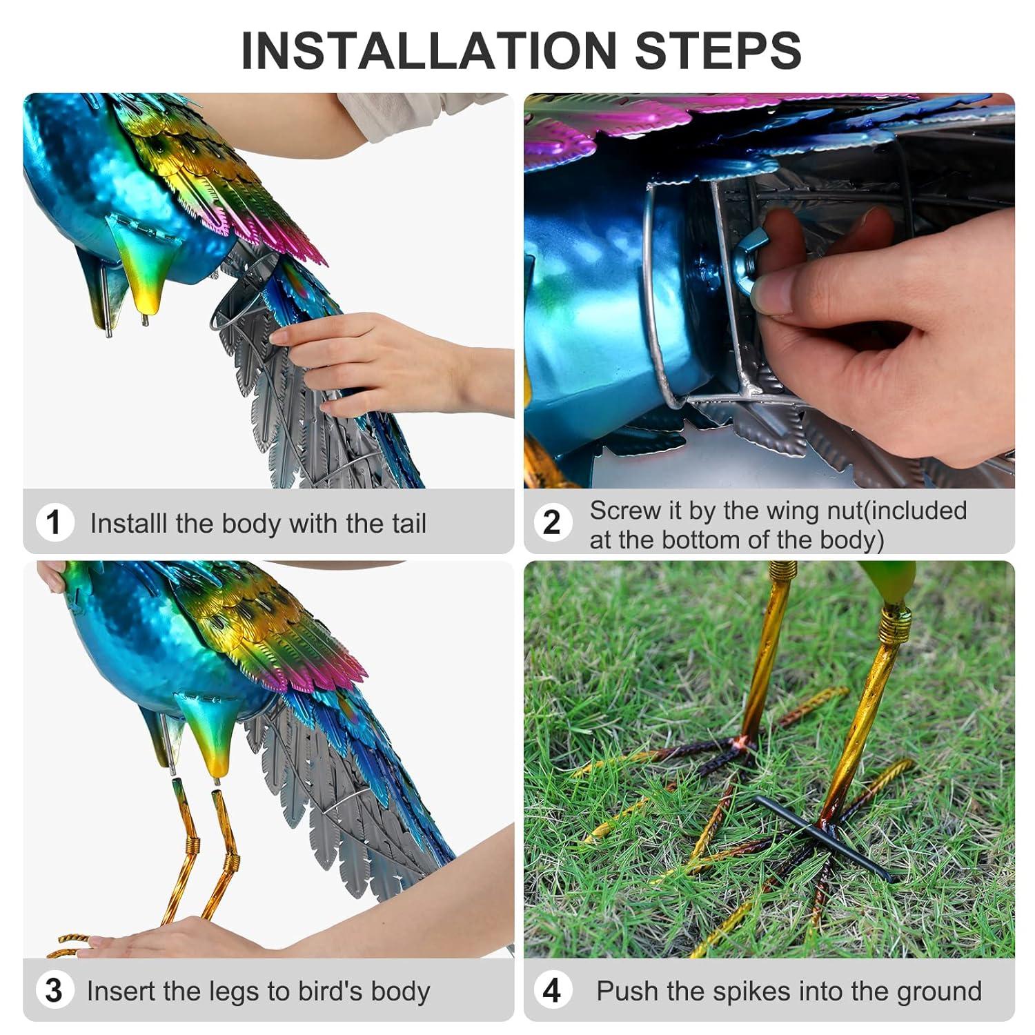 chisheen Peacock Statue Garden Decor Metal Peacock Yard Art Lawn Decoration Outdoor Sculpture Housewarming Birthday Gifts for Women,Mom,Grandma