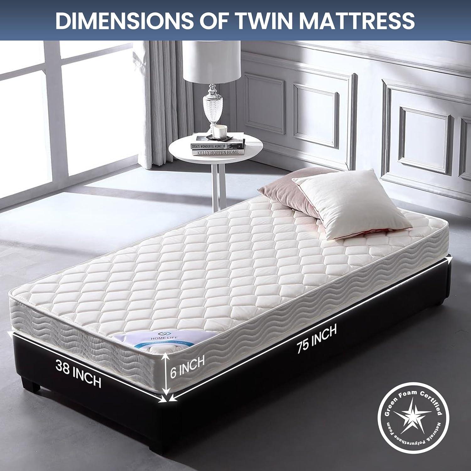 Twin White Innerspring Mattress with Memory Foam