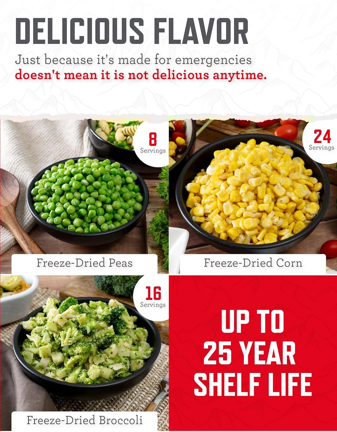 ReadyWise Freeze Dried Fruit & Vegetable Bulk Storage, 104 Servings, Long Term Food for Emergency Preparedness, 25-Year