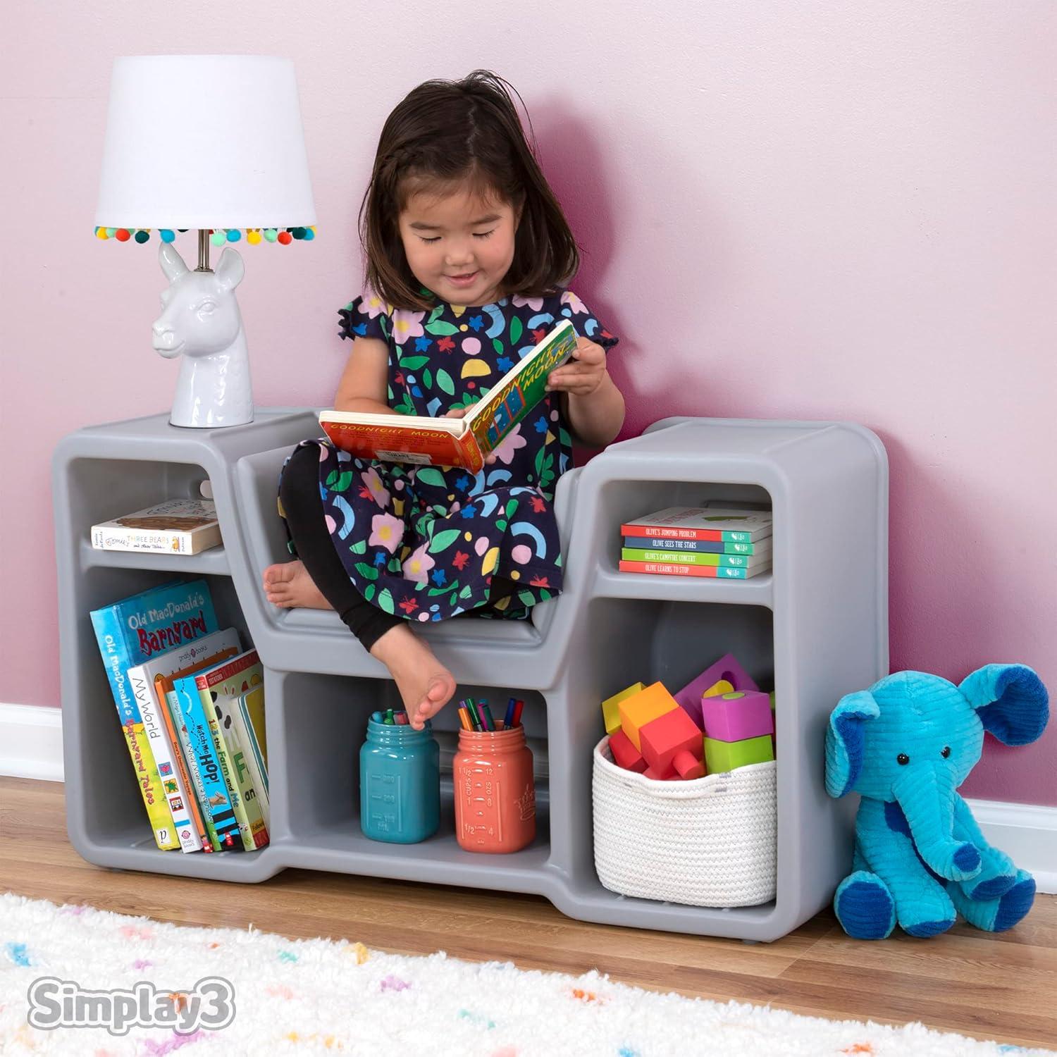 Simplay3 Cozy Gray Cubby Reading Nook for Kids