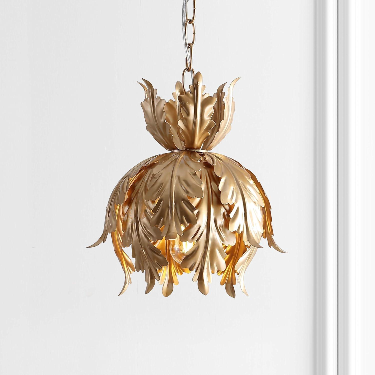 Anne 12" Adjustable Metal LED Pendant, Gold