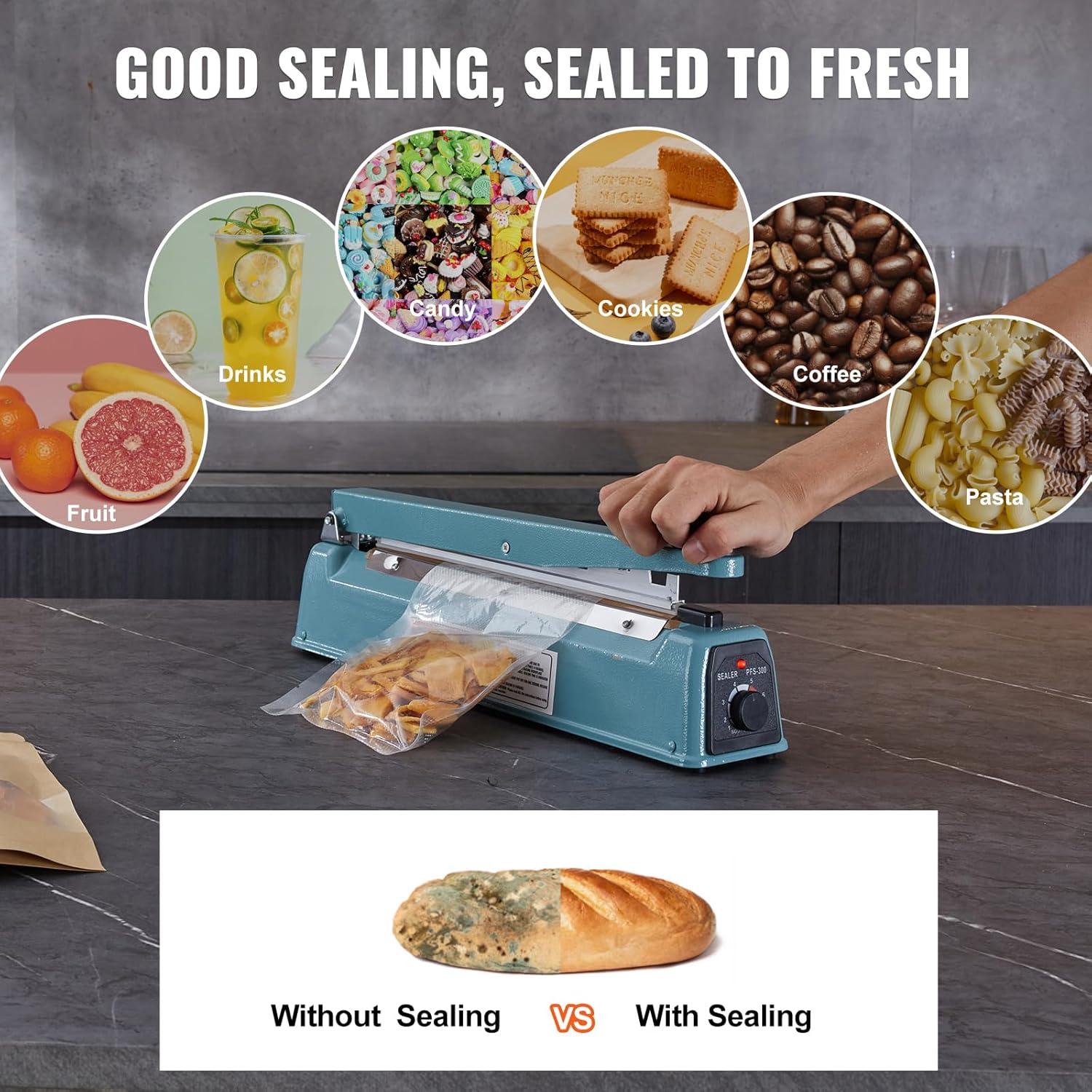 VEVOR VEVOR 12" Iron Hand Impulse Heat Sealer Machine Poly Bag Sealing for Plastic Bag