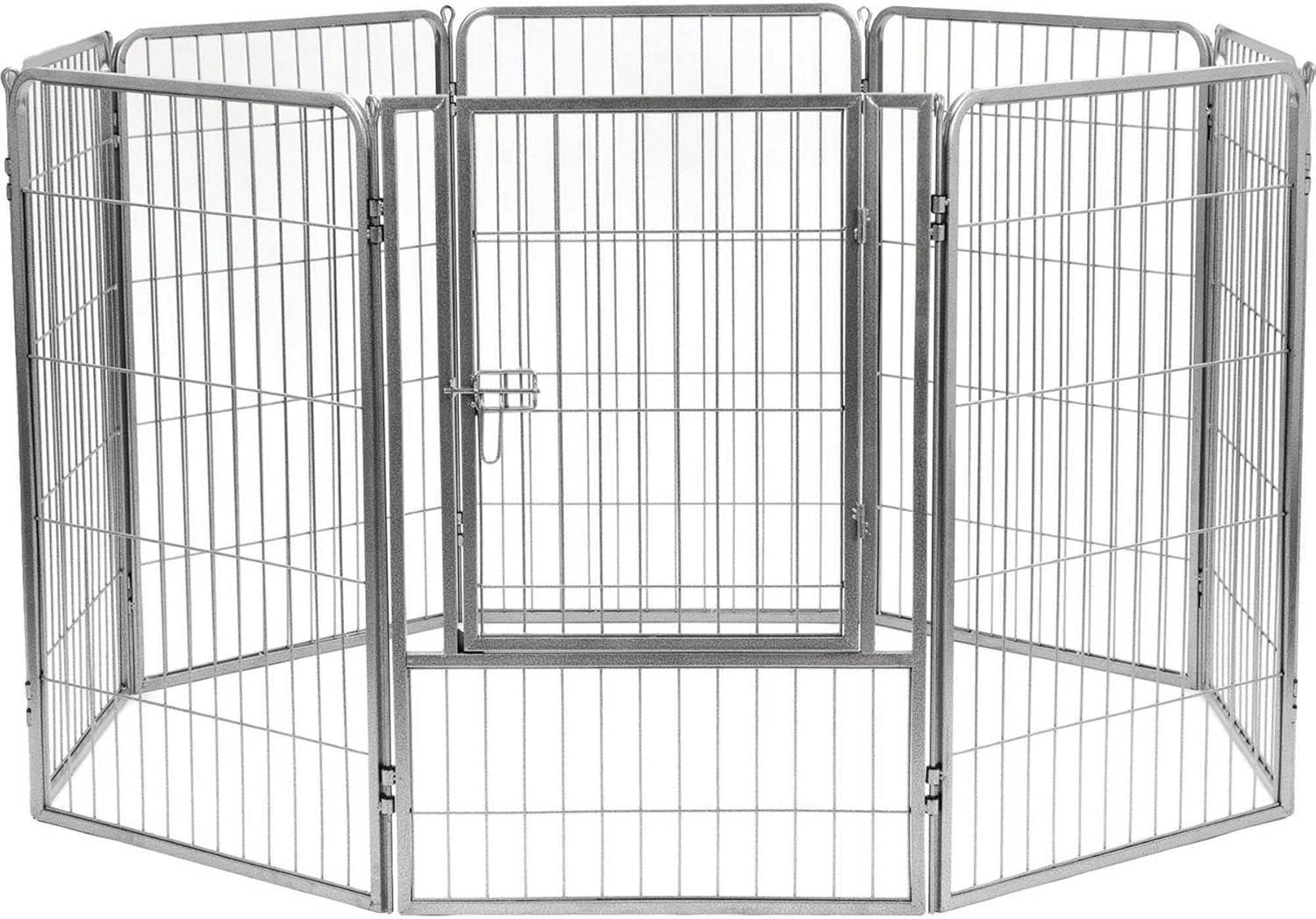 Silver Crackle Galvanized Steel Outdoor Pet Kennel