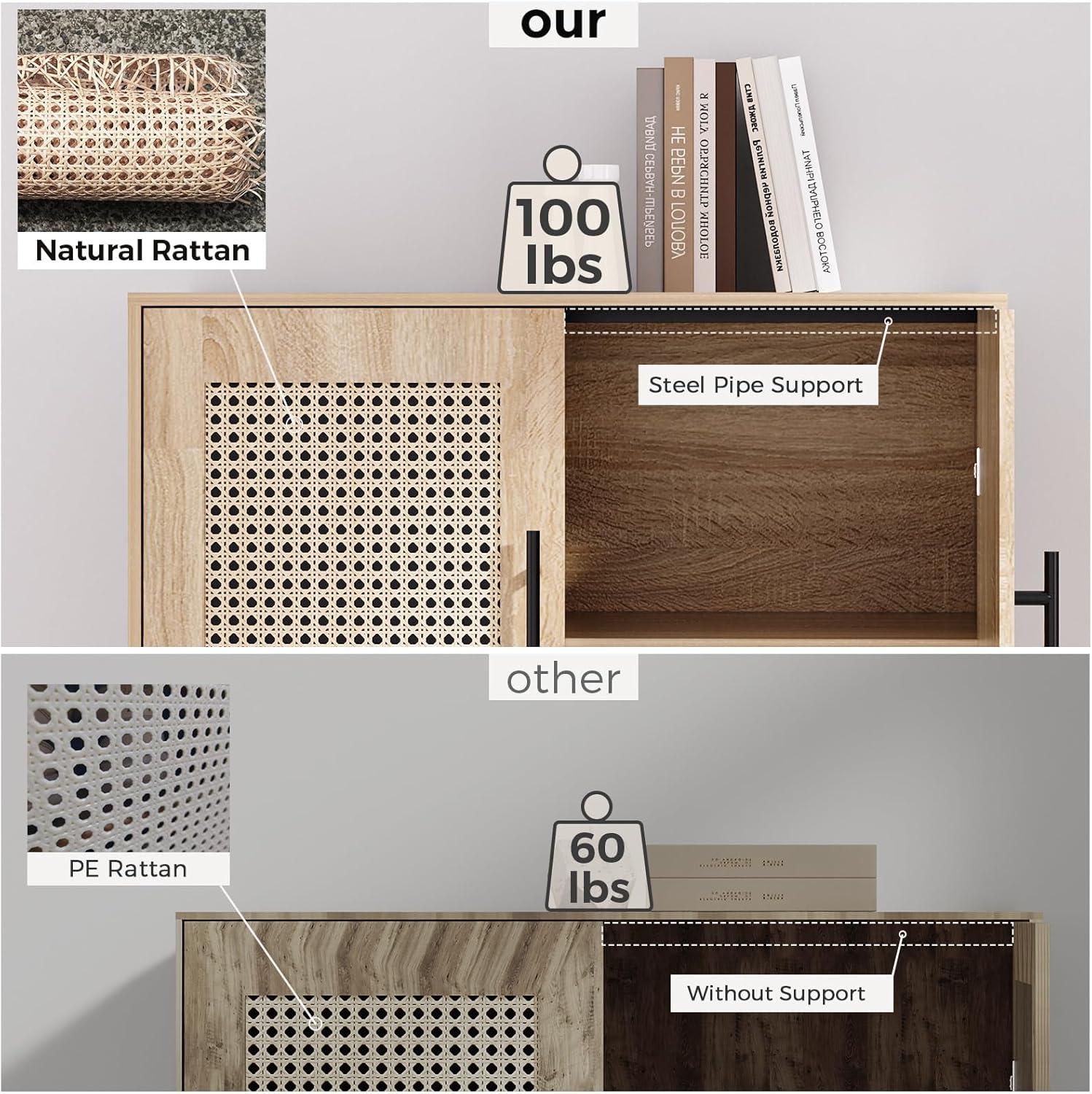 Rattan Cabinet Sideboard Buffet Cabinet, Accent Cabinet for Living Room, Hallway, Dining Room, Entryway