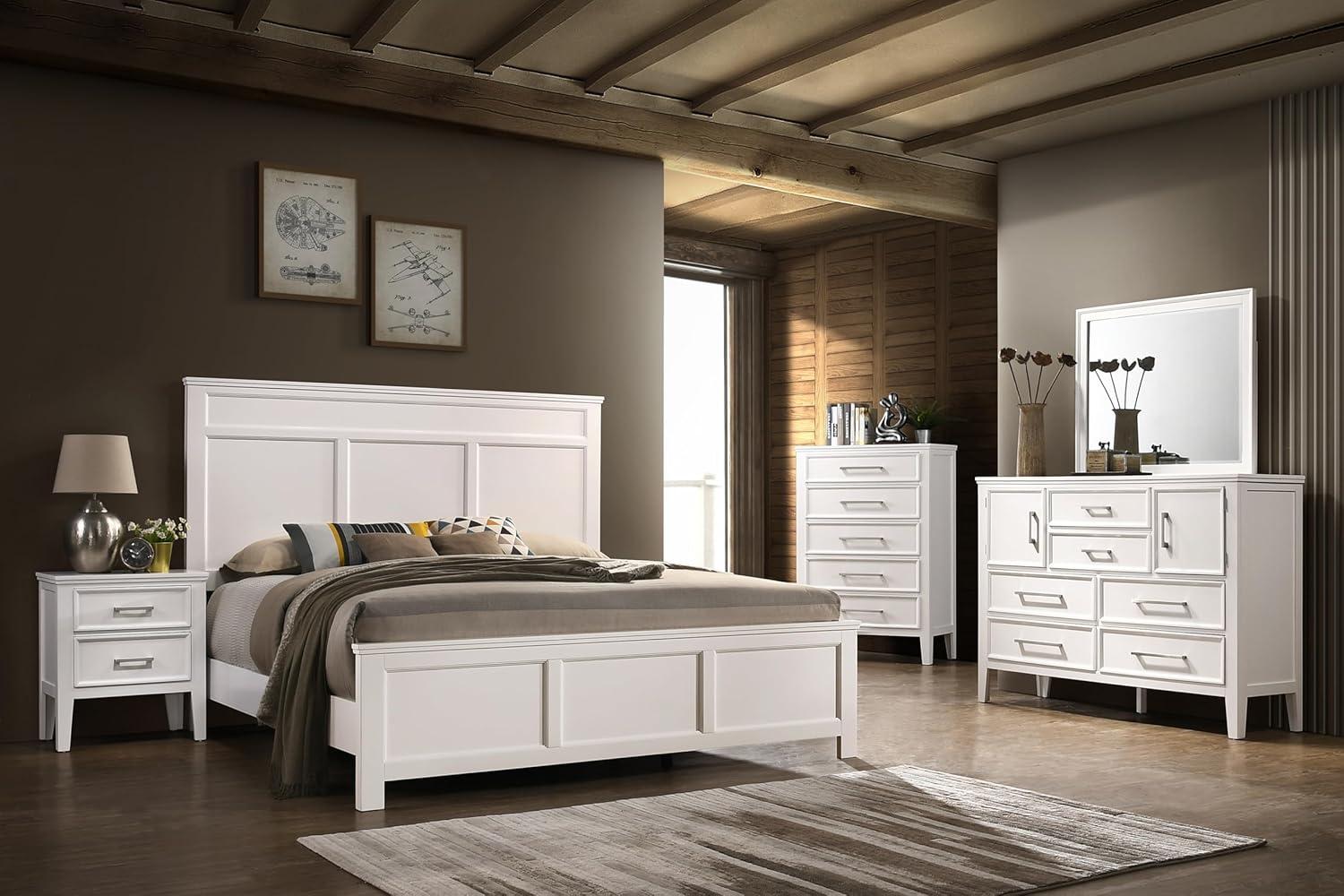 Andover White 2-Drawer Rubberwood Nightstand