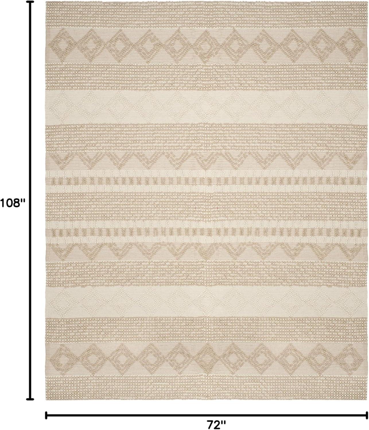 SAFAVIEH Natura Carly Geometric Braided Wool Area Rug, Beige/Ivory, 6' x 9'